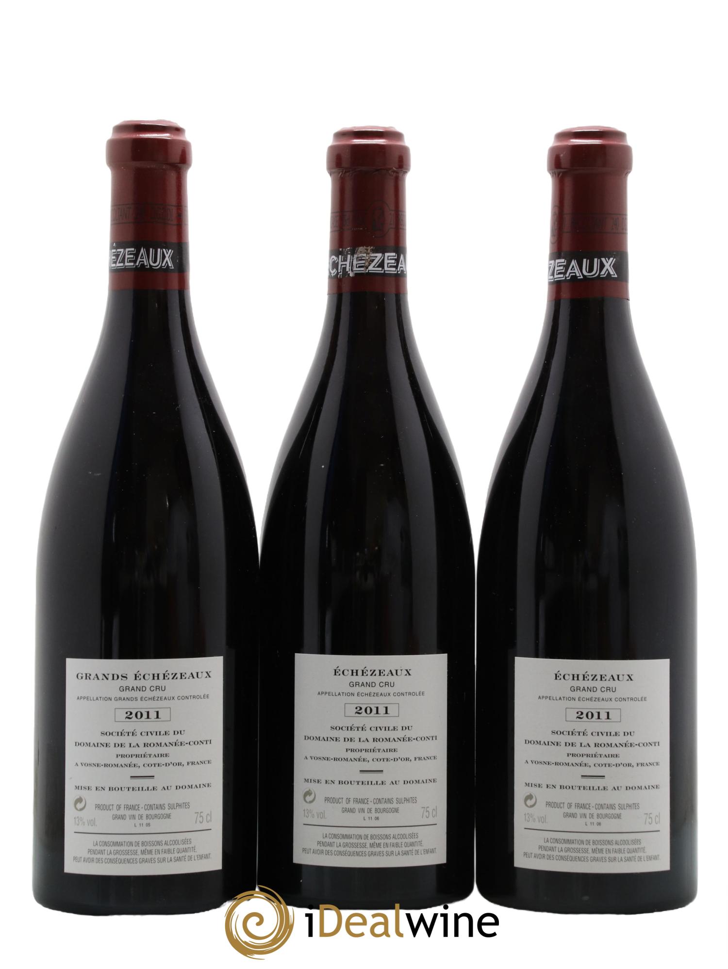Assortiment 2011 du Domaine de la Romanée-Conti Domaine de la Romanée-Conti 3 La Tache, 2 Richebourg, 1 Romanee Conti, 2 Romanee Saint Vivant, 2 Echezeaux, 2 Grands Echezeaux 2011 - Lot of 12 bottles - 2