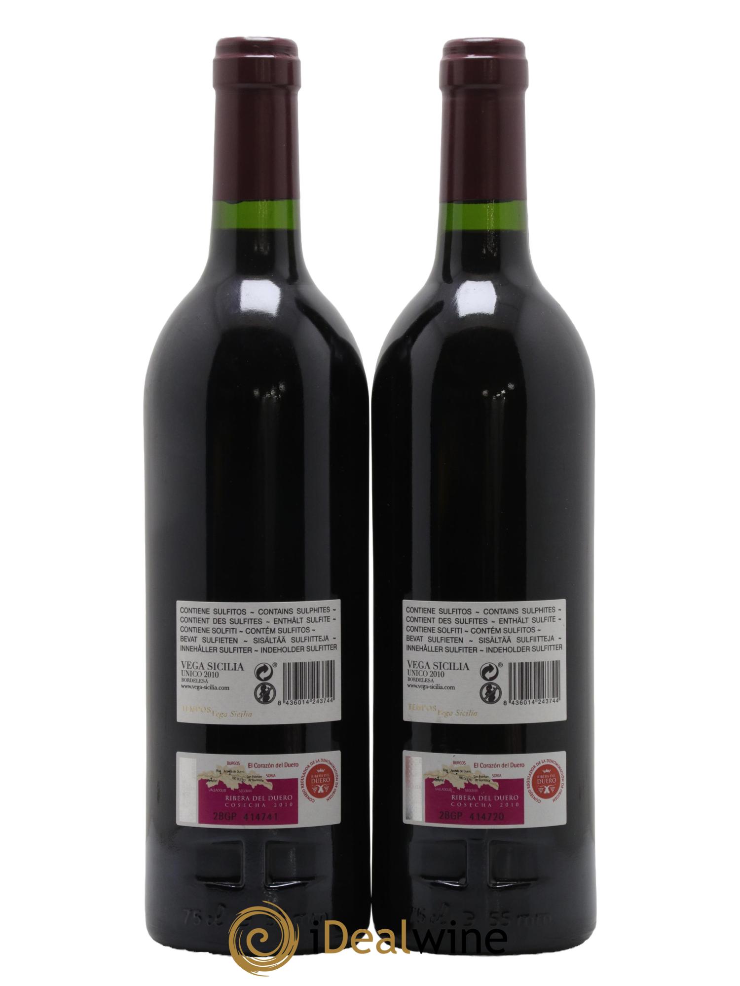 Ribera Del Duero DO Vega Sicilia Unico Famille Alvarez  2010 - Lot de 2 bouteilles - 1