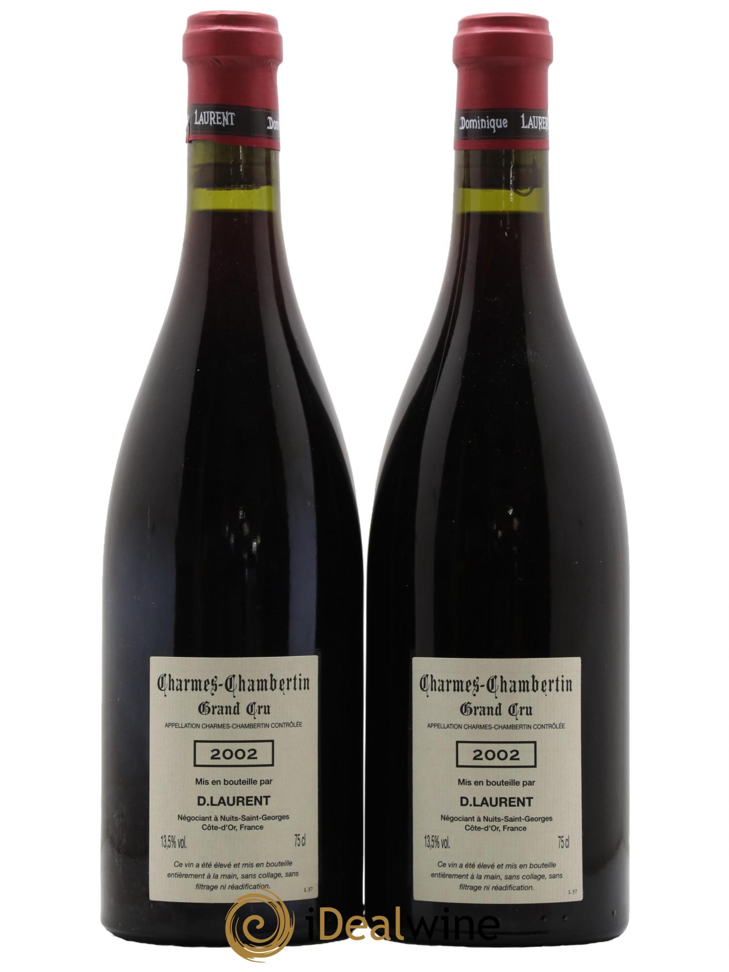 Charmes-Chambertin Grand Cru Vieilles Vignes Dominique Laurent 2002 - Lot de 2 bouteilles - 1