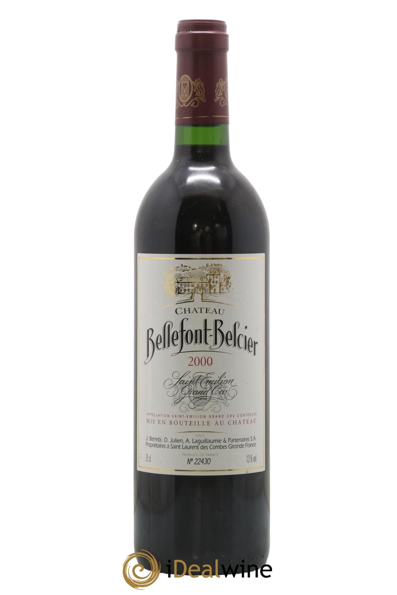 Château Bellefont-Belcier Grand Cru Classé 2000 - Lot de 1 bouteille - 0