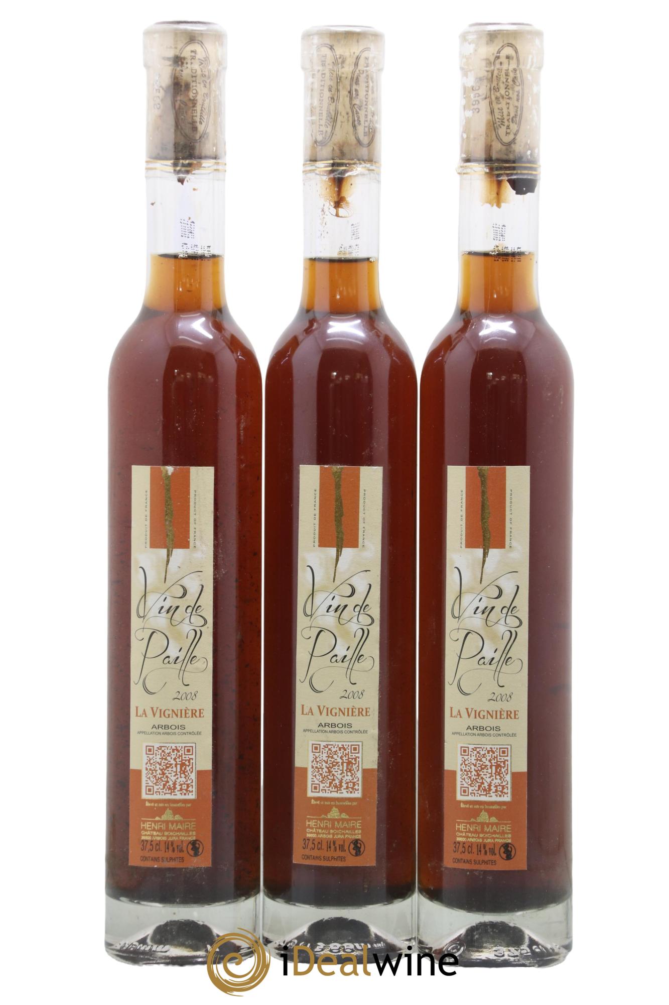 Arbois Vin de Paille La Vignière Henri Maire 2008 - Posten von 3 Demi-Flaschen - 0
