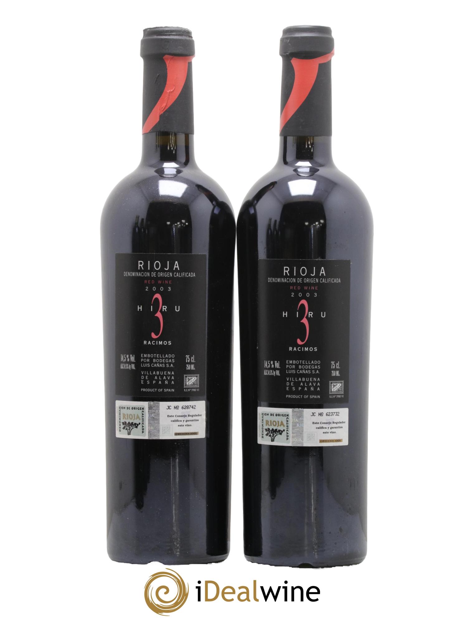 Rioja DOCA 3 Hiru Racimos 2003 - Lot of 2 bottles - 1