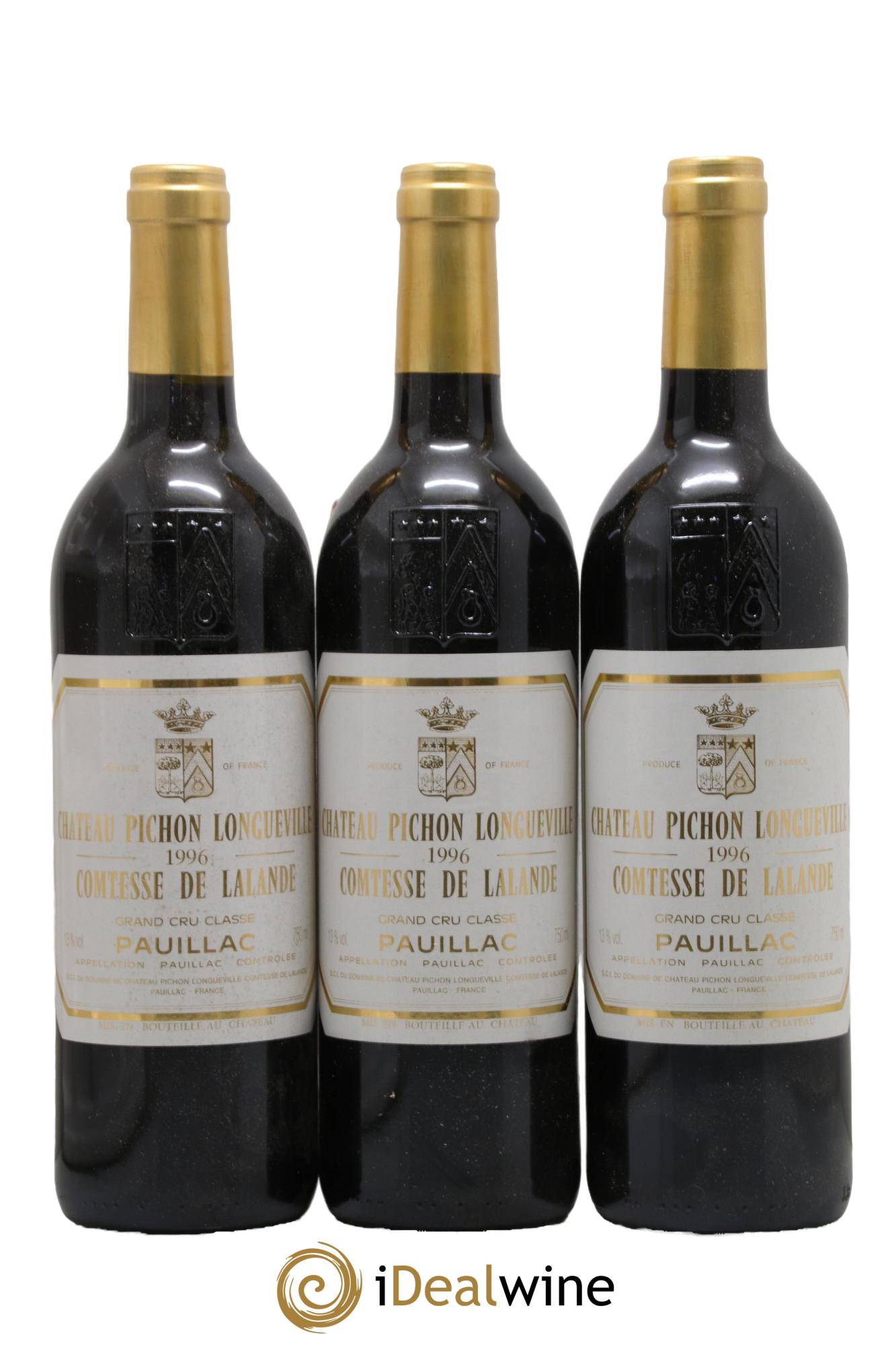 Château Pichon Longueville Comtesse de Lalande 2ème Grand Cru Classé 1996 - Lot de 3 bouteilles - 0