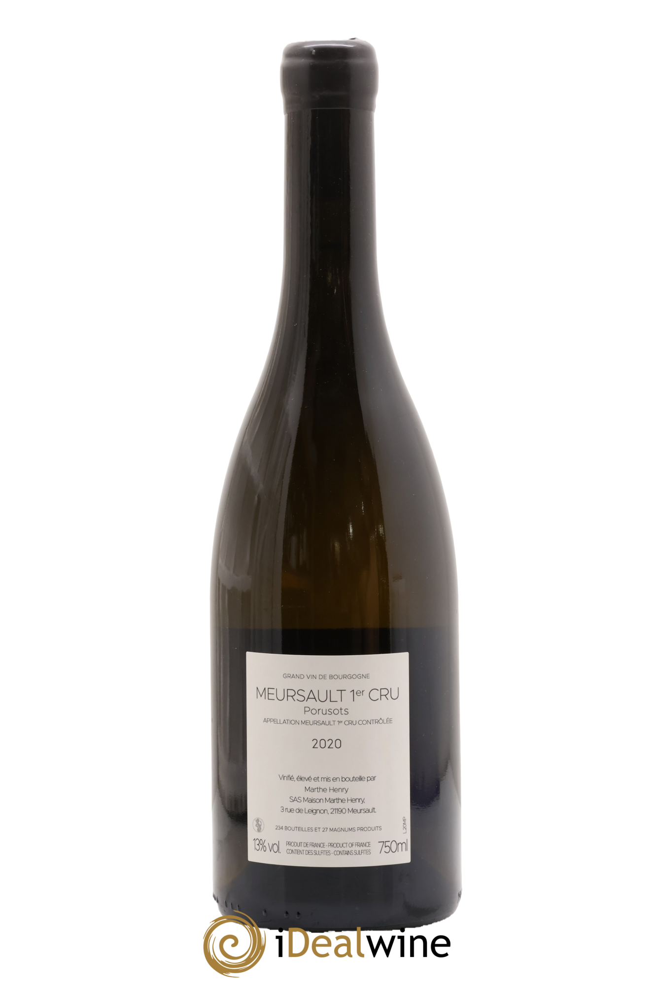 Meursault 1er Cru Porusots Marthe Henry 2020 - Lot de 1 bouteille - 1