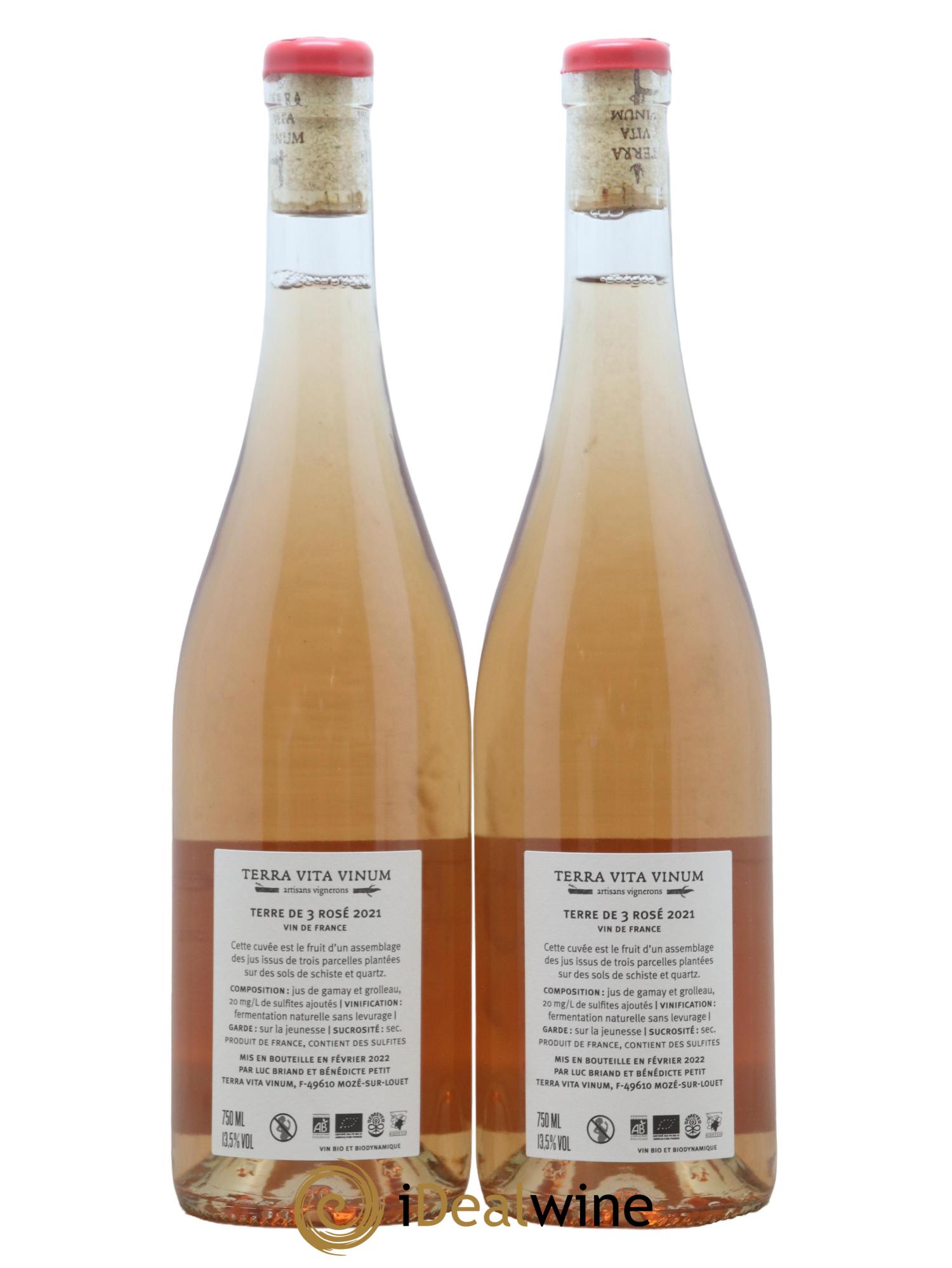 Vin de France Rose Terre de 3 Terra Vita Vinum 2021 - Lot de 2 bouteilles - 1