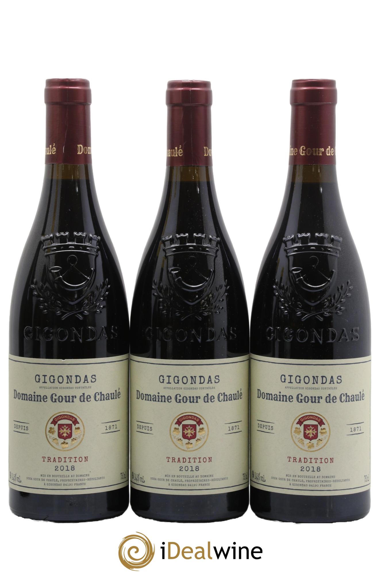 Gigondas Tradition Domaine Gour De Chaulé 2018 - Lot of 3 bottles - 0