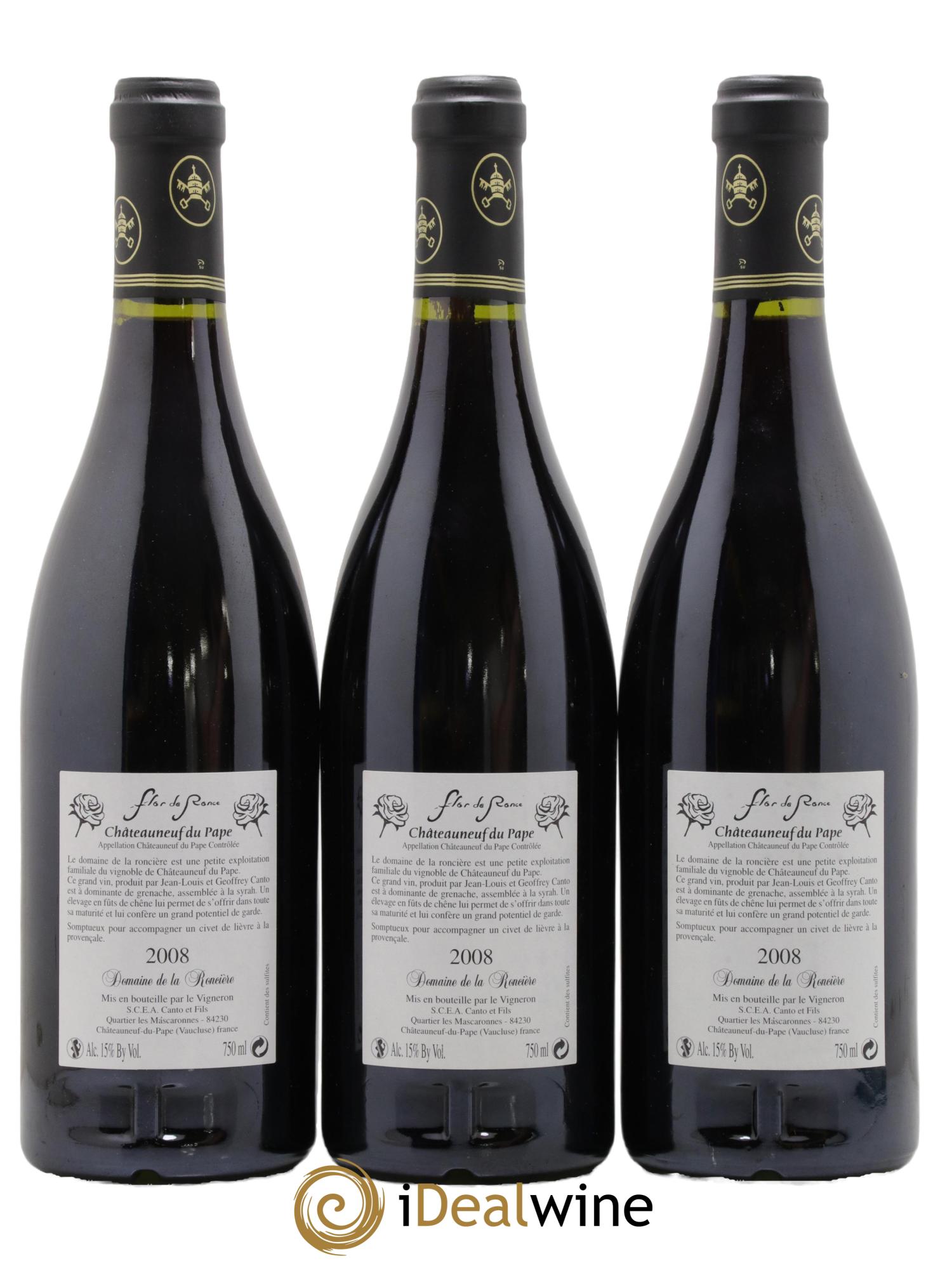 Châteauneuf-du-Pape Flor de Ronce Domaine de la Roncière 2008 - Lot of 3 bottles - 1