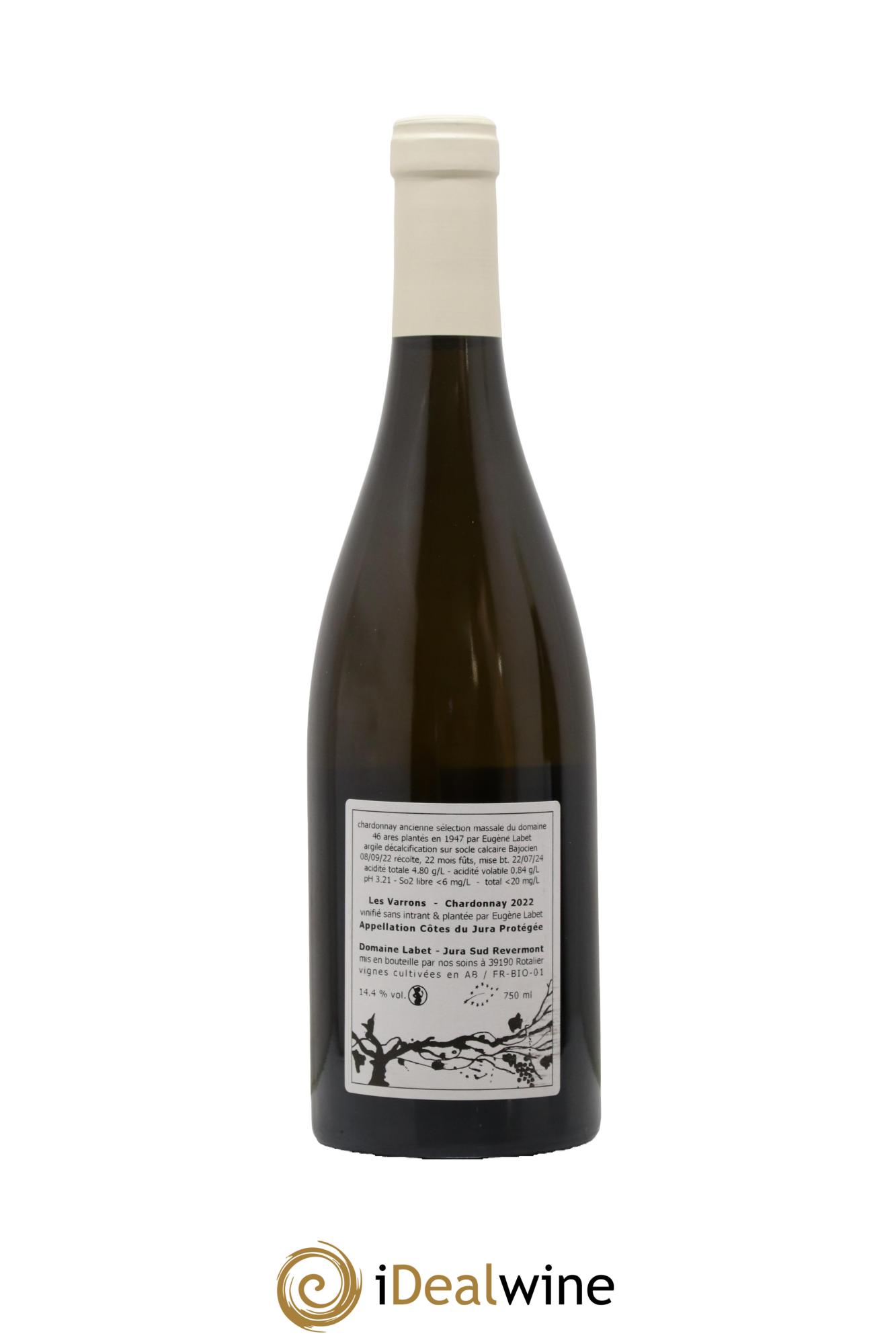 Côtes du Jura Chardonnay Les Varrons Romain - Julien - Charline Labet 2022 - Lot de 1 bouteille - 1