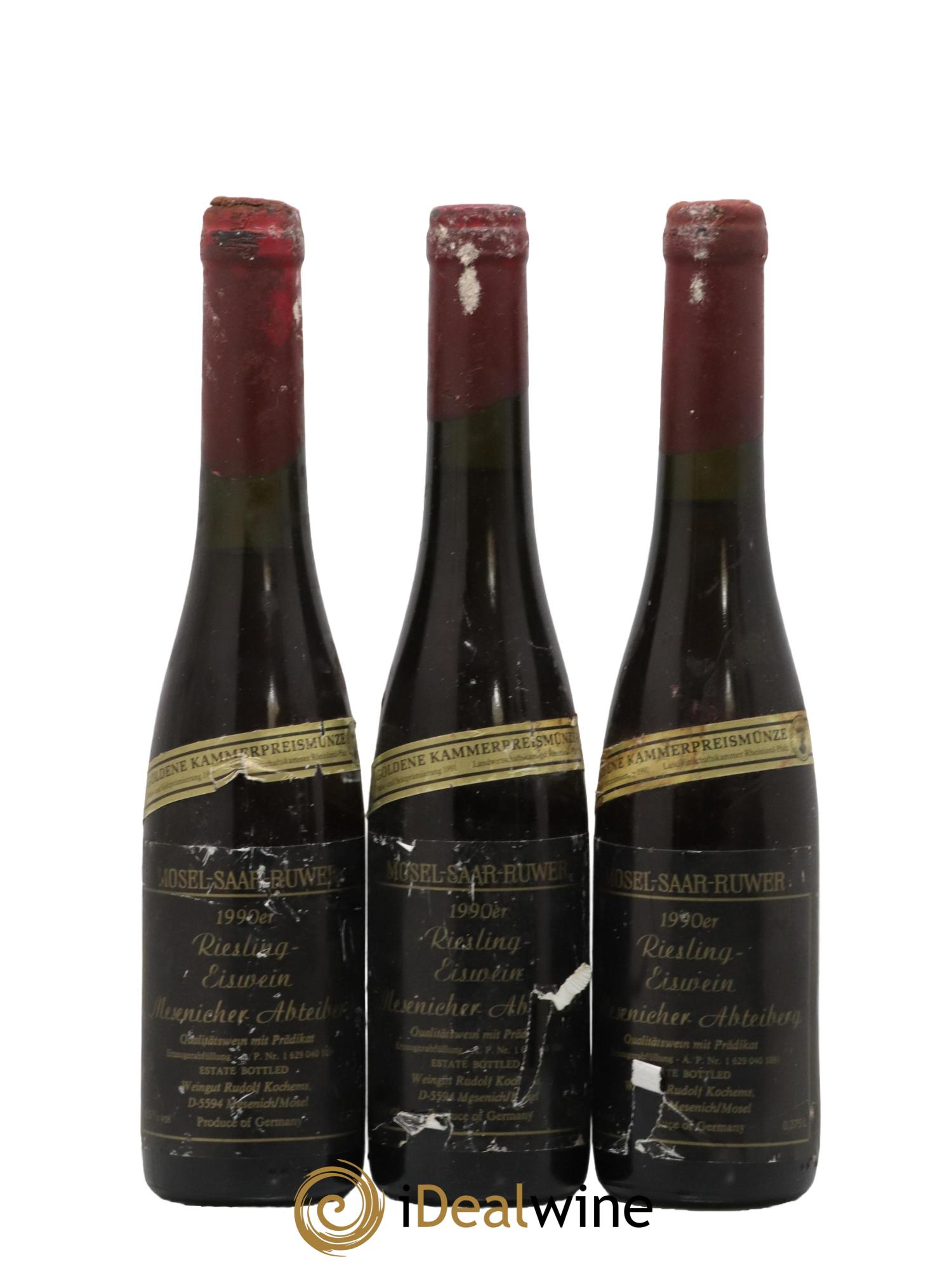 Allemagne Mosel-Saar Weingut Rudolf Kochems Mesenicher Abteiberg Eiswein 1990 - Lot de 3 demi bouteilles - 0