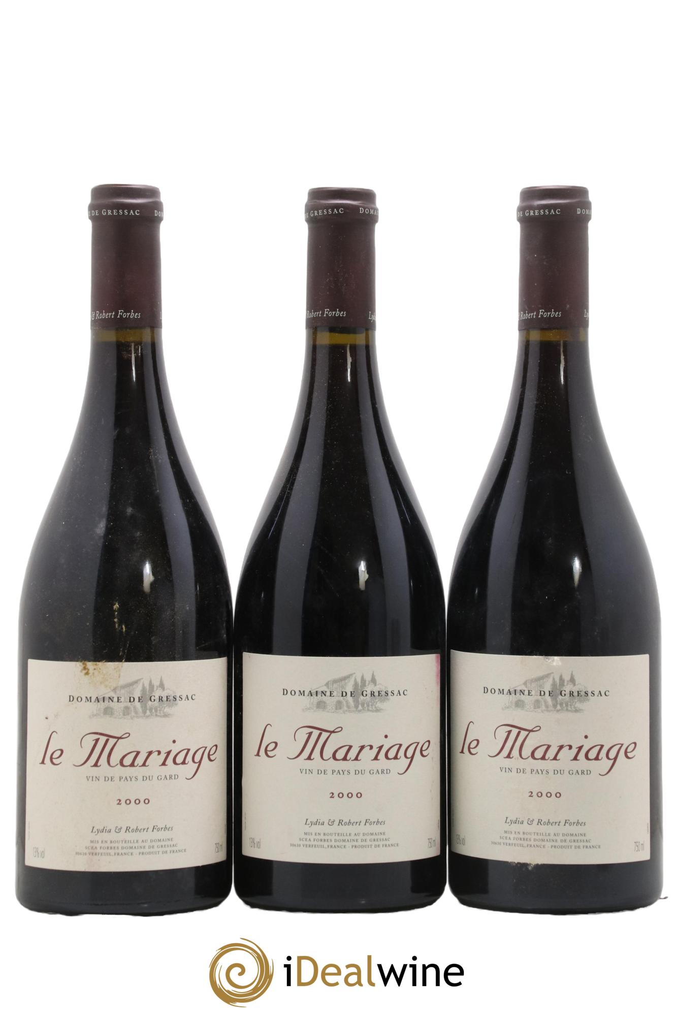 Rhône Le Mariage Domaine De Gressac 2000 - Lot de 3 bouteilles - 0