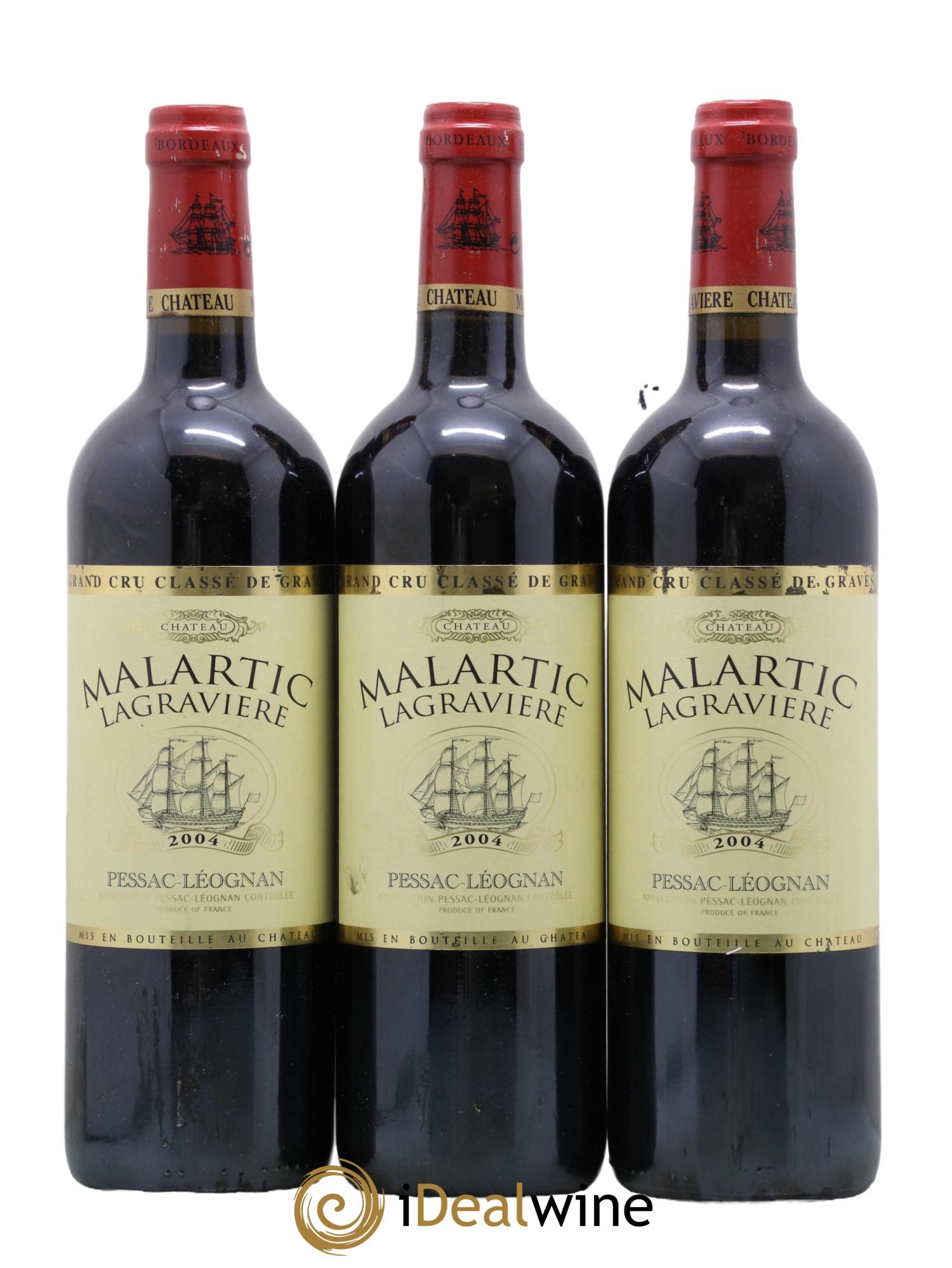 Château Malartic-Lagravière Cru Classé de Graves 2004 - Lot de 3 bouteilles - 0