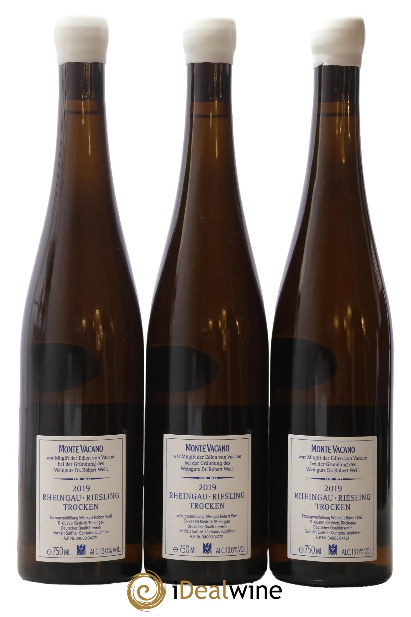 Rheingau Riesling Kiedricher Grafenberg Monte Vacano Robert Weil 2019 - Lot of 3 bottles - 1