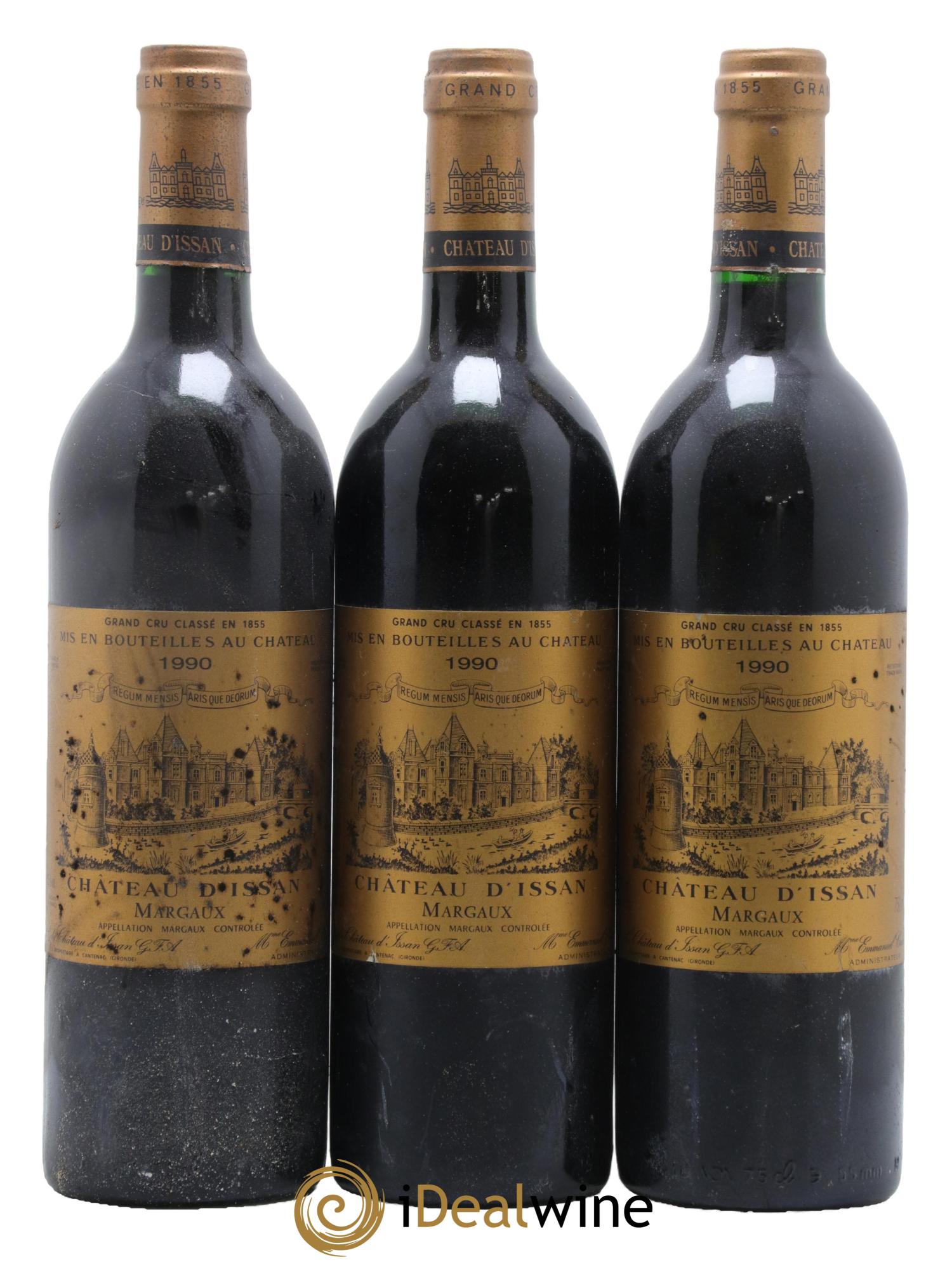 Château d'Issan 3ème Grand Cru Classé 1990 - Lot of 3 bottles - 0