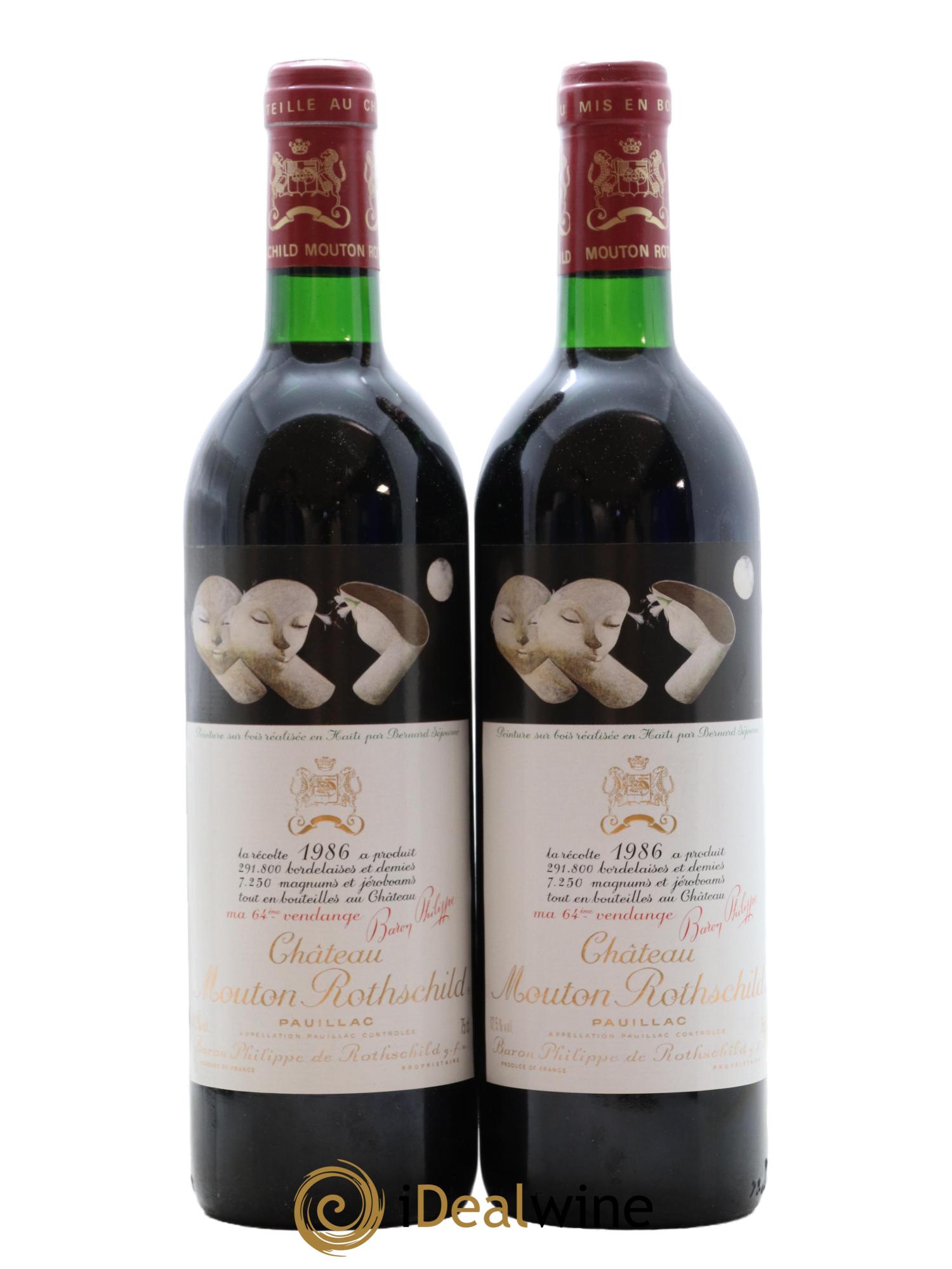Château Mouton Rothschild 1er Grand Cru Classé 1986 - Lot de 2 bouteilles - 0