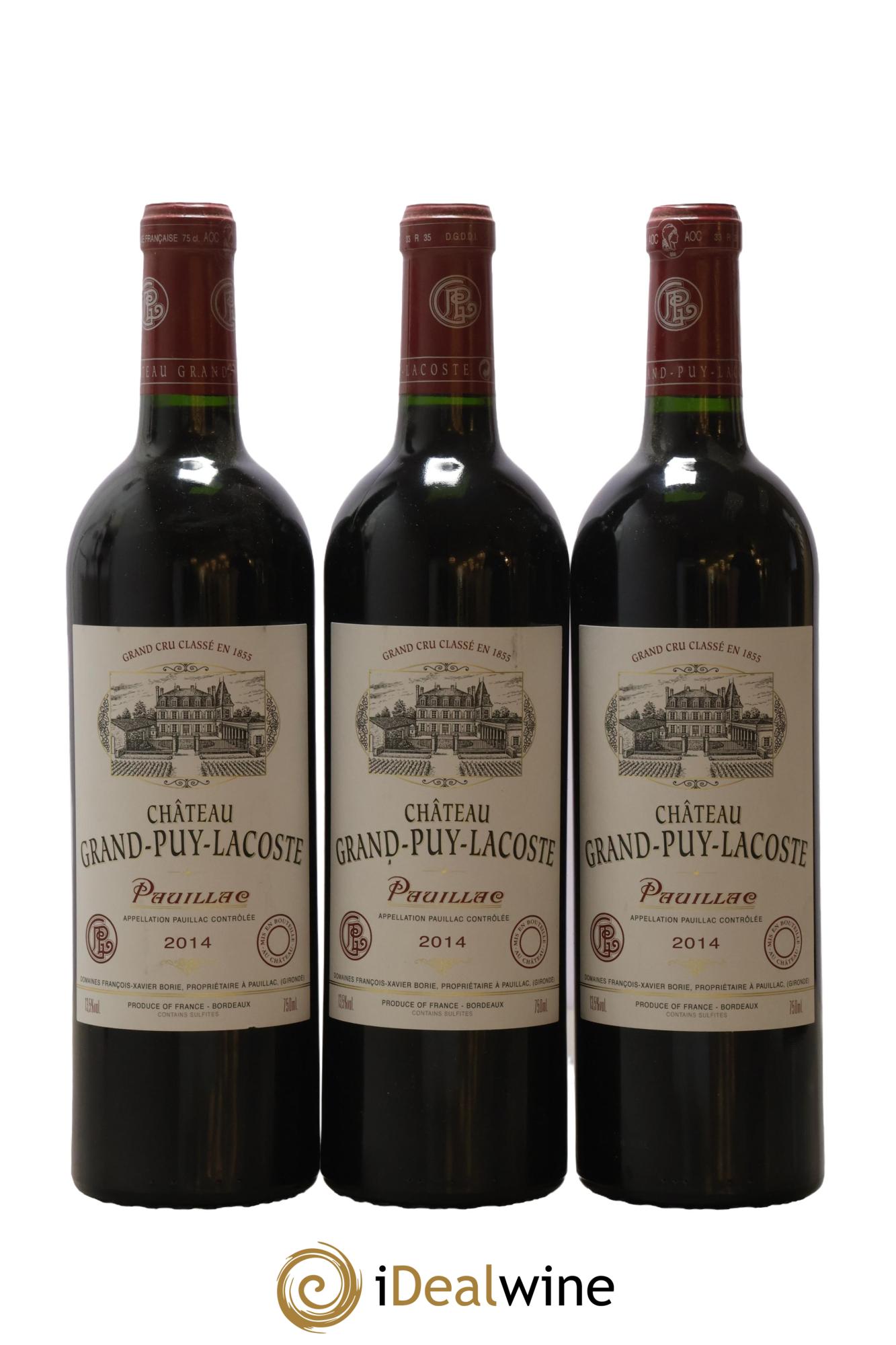 Château Grand Puy Lacoste 5ème Grand Cru Classé 2014 - Lot of 3 bottles - 0