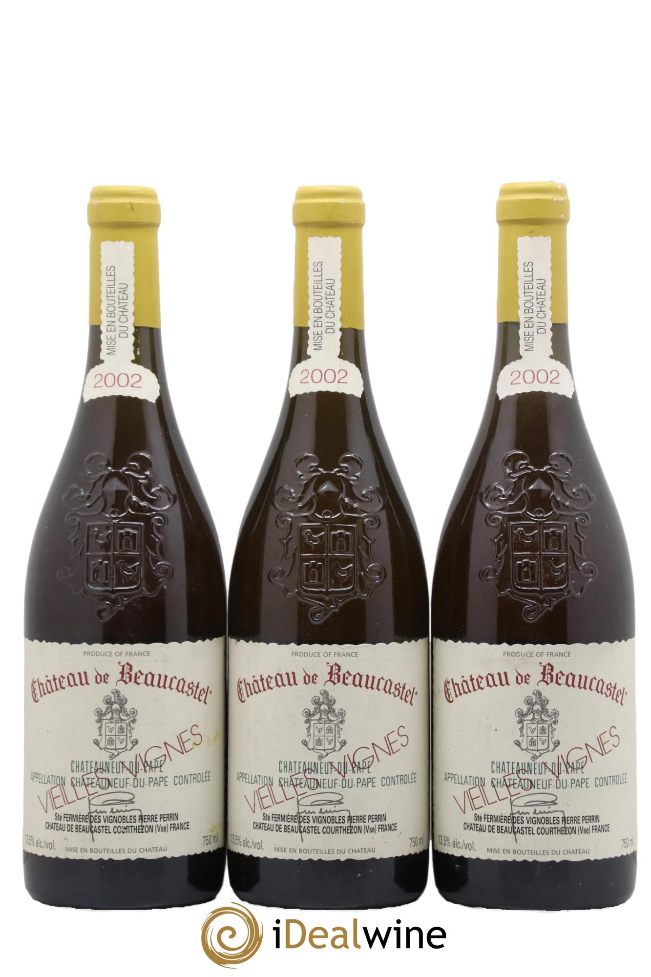 Châteauneuf-du-Pape Château de Beaucastel Vieilles vignes Roussanne Famille Perrin 2002 - Lotto di 3 bottiglie - 0