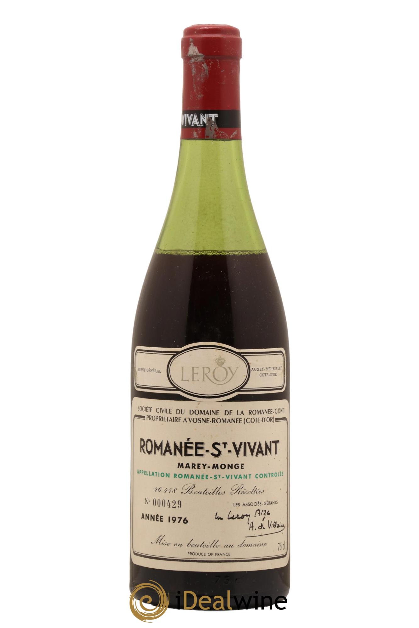 Romanée-Saint-Vivant Grand Cru Domaine de la Romanée-Conti 1976 - Lot de 1 bouteille - 0