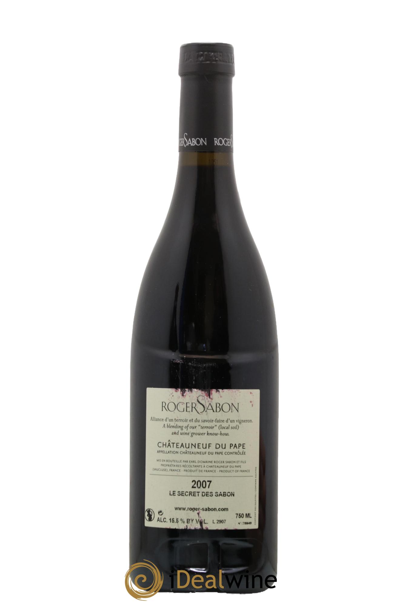 Châteauneuf-du-Pape Le Secret des Sabon Domaine Roger Sabon 2007 - Lot of 1 bottle - 1