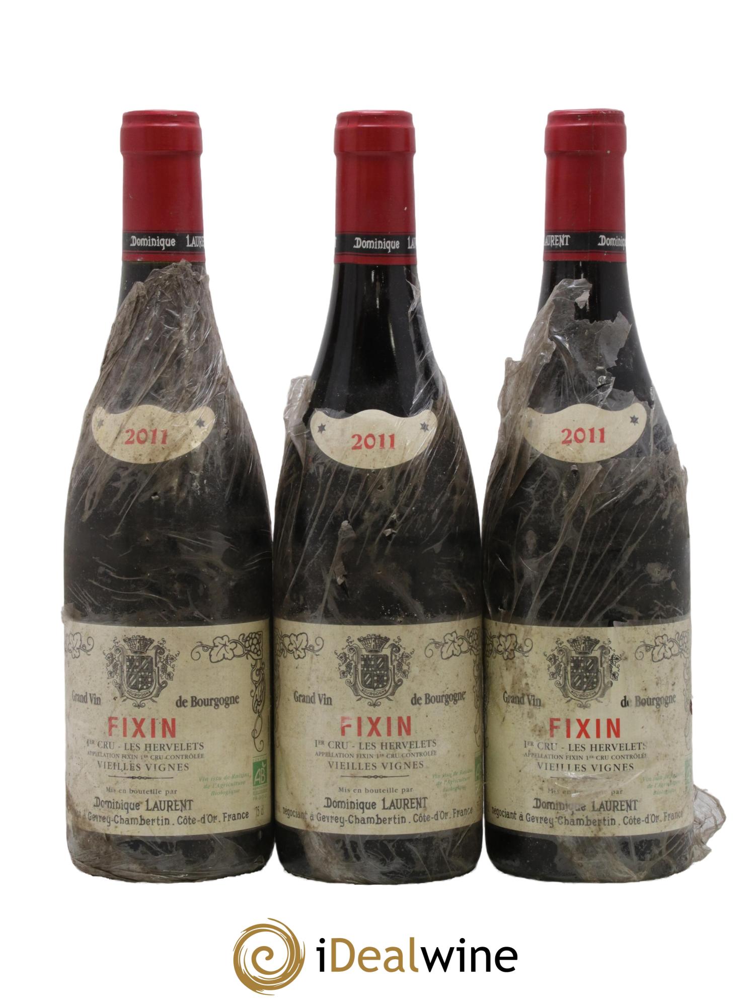 Fixin 1er Cru Les Hervelets Vieilles Vignes Dominique Laurent 2011 - Lot de 3 bouteilles - 0