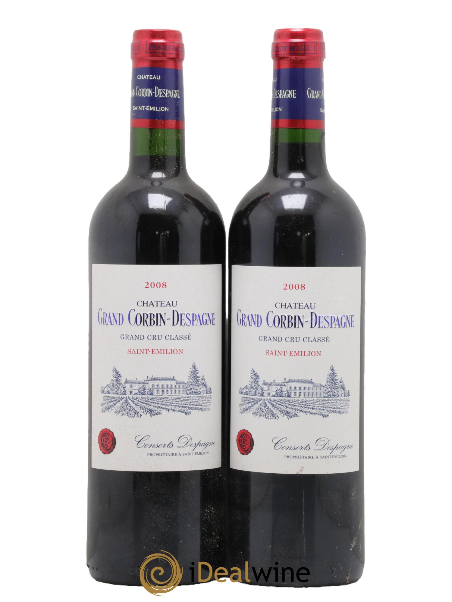 Château Grand Corbin Despagne Grand Cru Classé 2008 - Lot de 2 bouteilles - 0