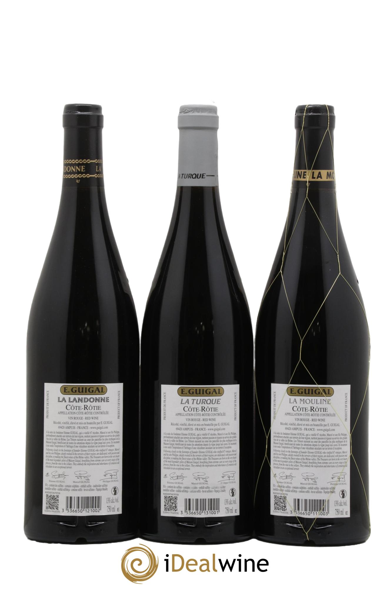 Côte-Rôtie Guigal Trilogie La Turque - La Landonne - La Mouline 2021 - Lot of 3 bottles - 1