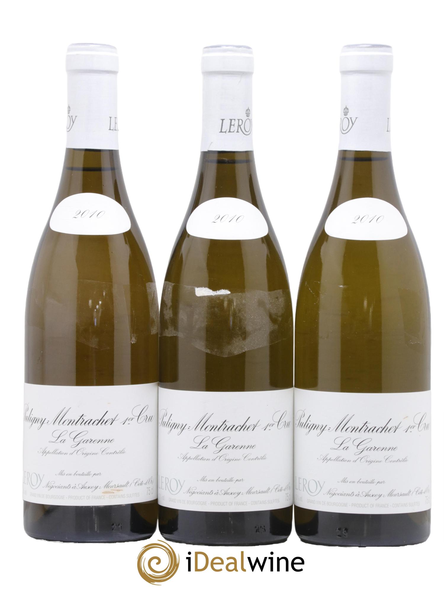 Puligny-Montrachet 1er Cru La Garenne Leroy SA 2010 - Lotto di 3 bottiglie - 0