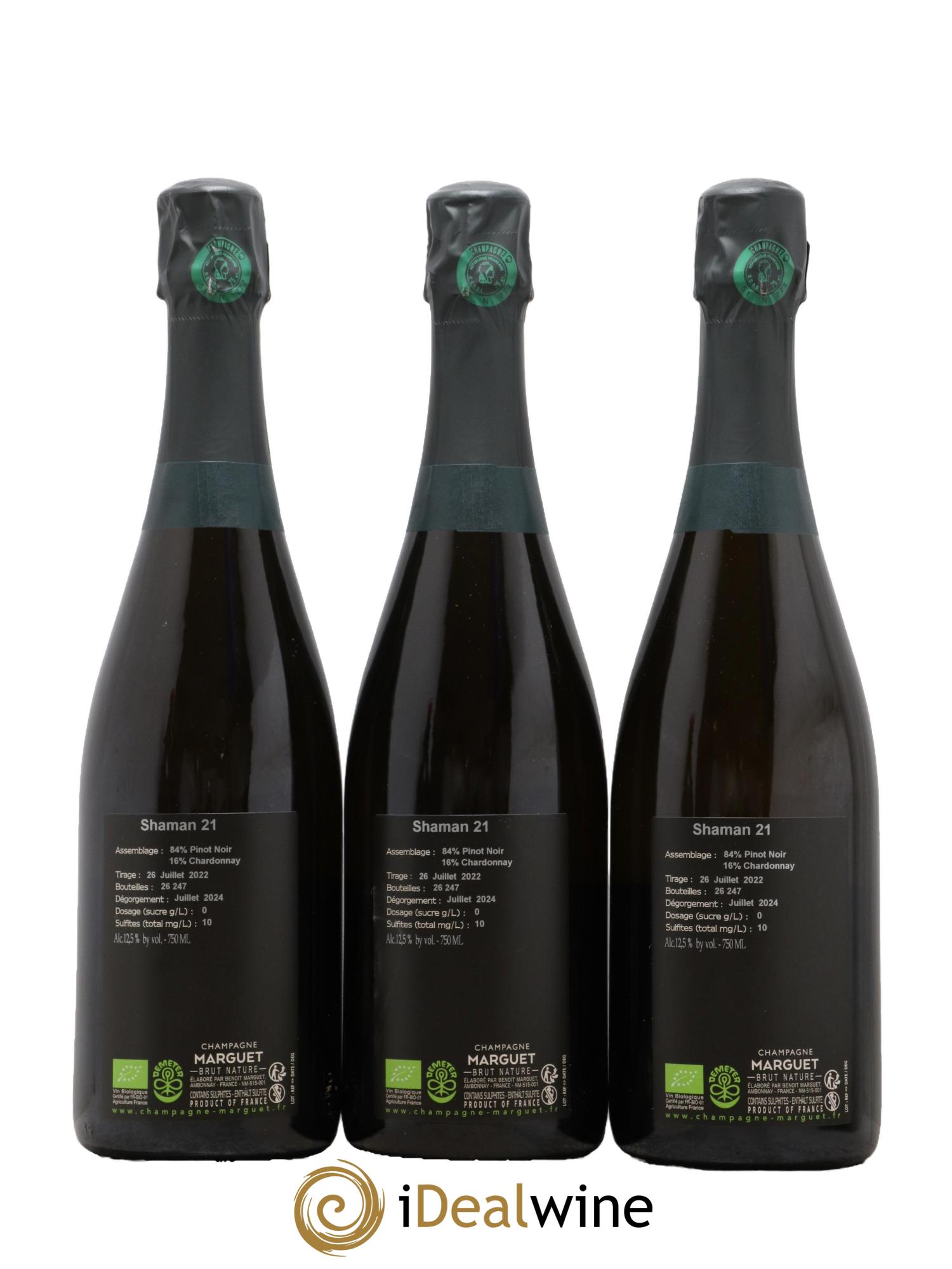 Shaman 21 Grand Cru Brut Nature Marguet 2021 - Lotto di 3 bottiglie - 1
