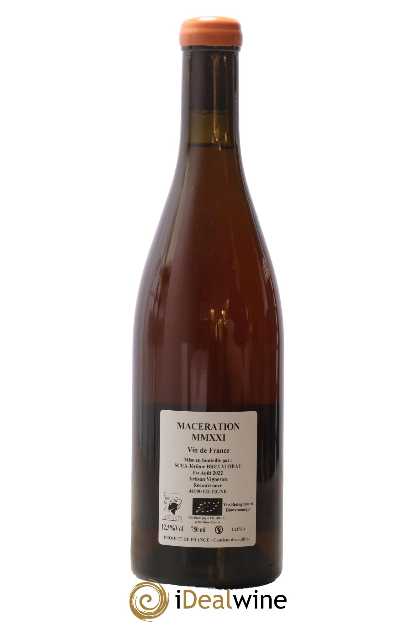 Vin de France Macération Jérôme Bretaudeau - Domaine de Bellevue 2021 - Lot of 1 bottle - 1