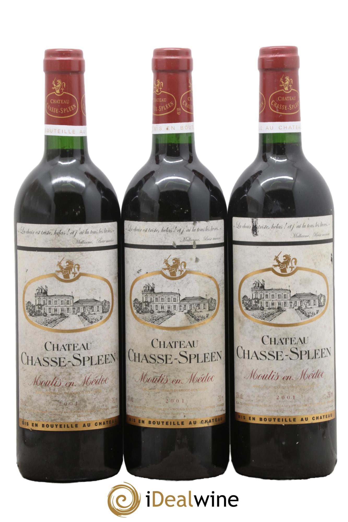 Château Chasse Spleen 2001 - Lot of 3 bottles - 0