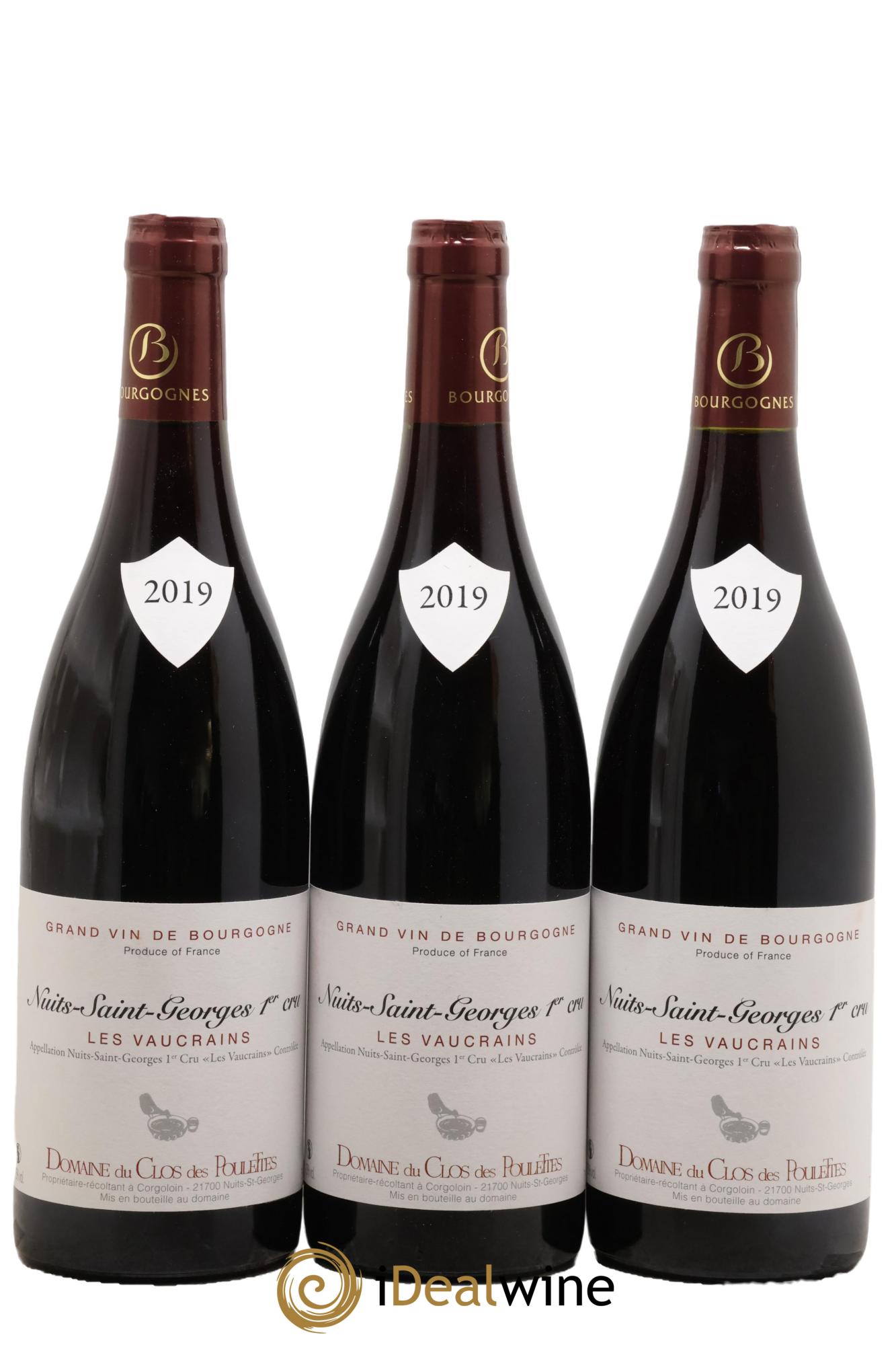 Nuits-Saint-Georges 1er Cru Les Vaucrains Domaine du clos des Poulettes 2019 - Lot de 3 bouteilles - 0