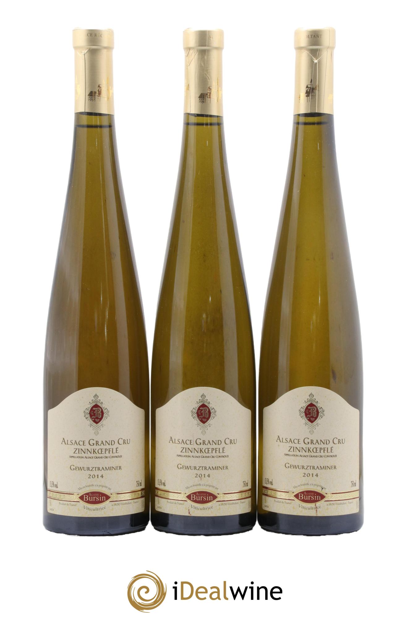 Alsace Gewurztraminer Grand Cru Zinnkoepflé Agathe Bursin 2014 - Lot of 3 bottles - 0