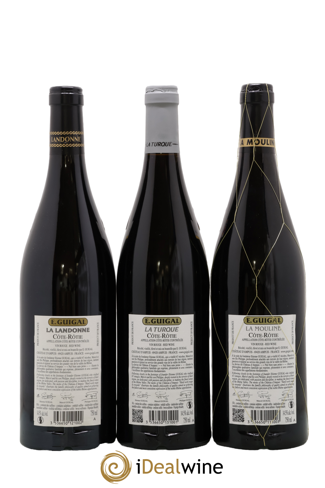 Côte-Rôtie Guigal Trilogie La Turque - La Landonne - La Mouline 2019 - Lot de 3 bouteilles - 1