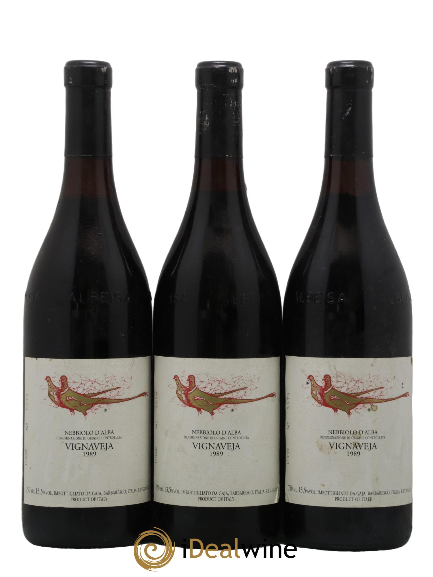 Nebbiolo d'Alba DOC Vignaveja Gaja 1989 - Lot de 3 bouteilles - 0
