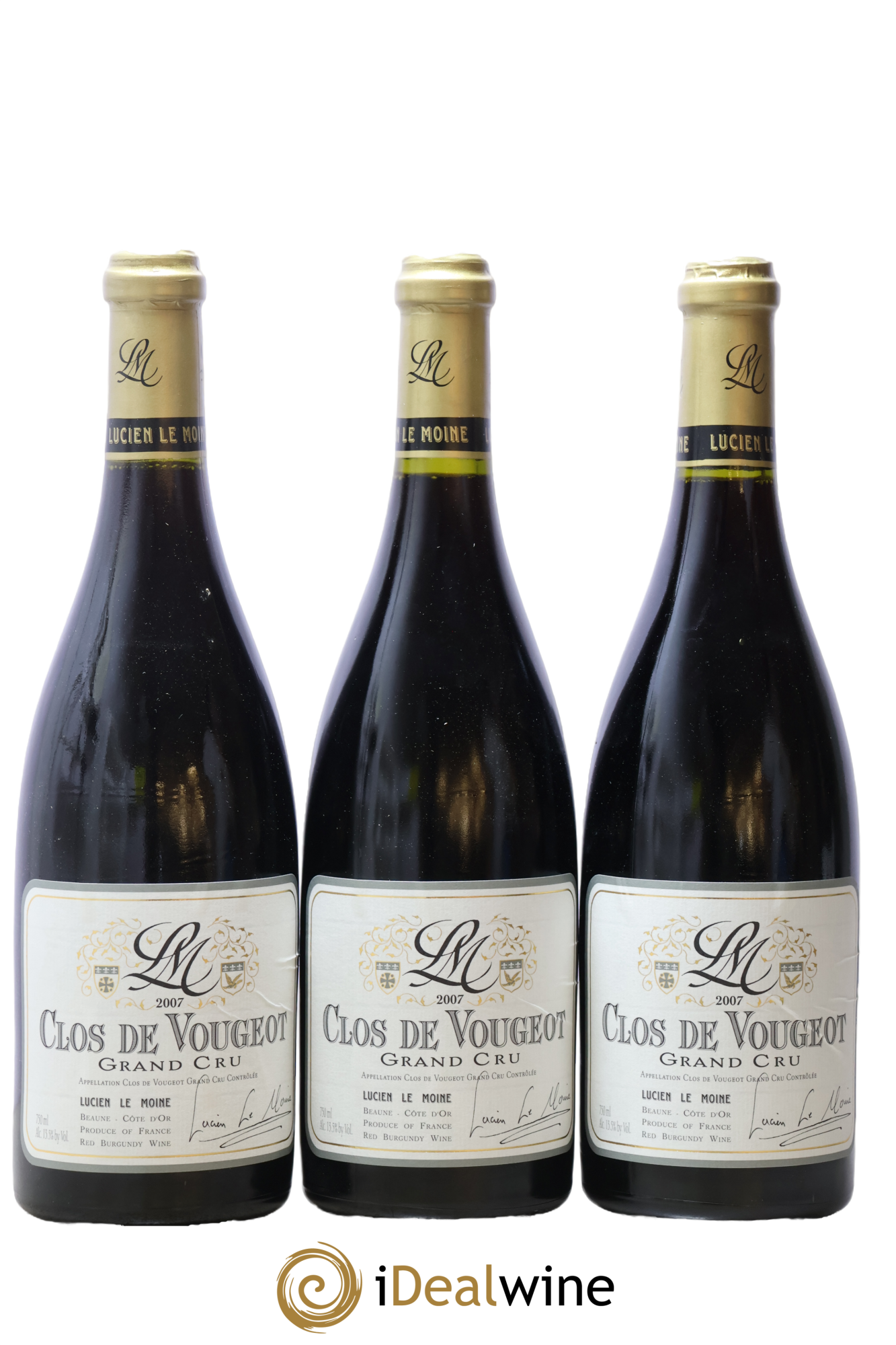 Clos de Vougeot Grand Cru Lucien Le Moine 2007 - Lot de 3 bouteilles - 0