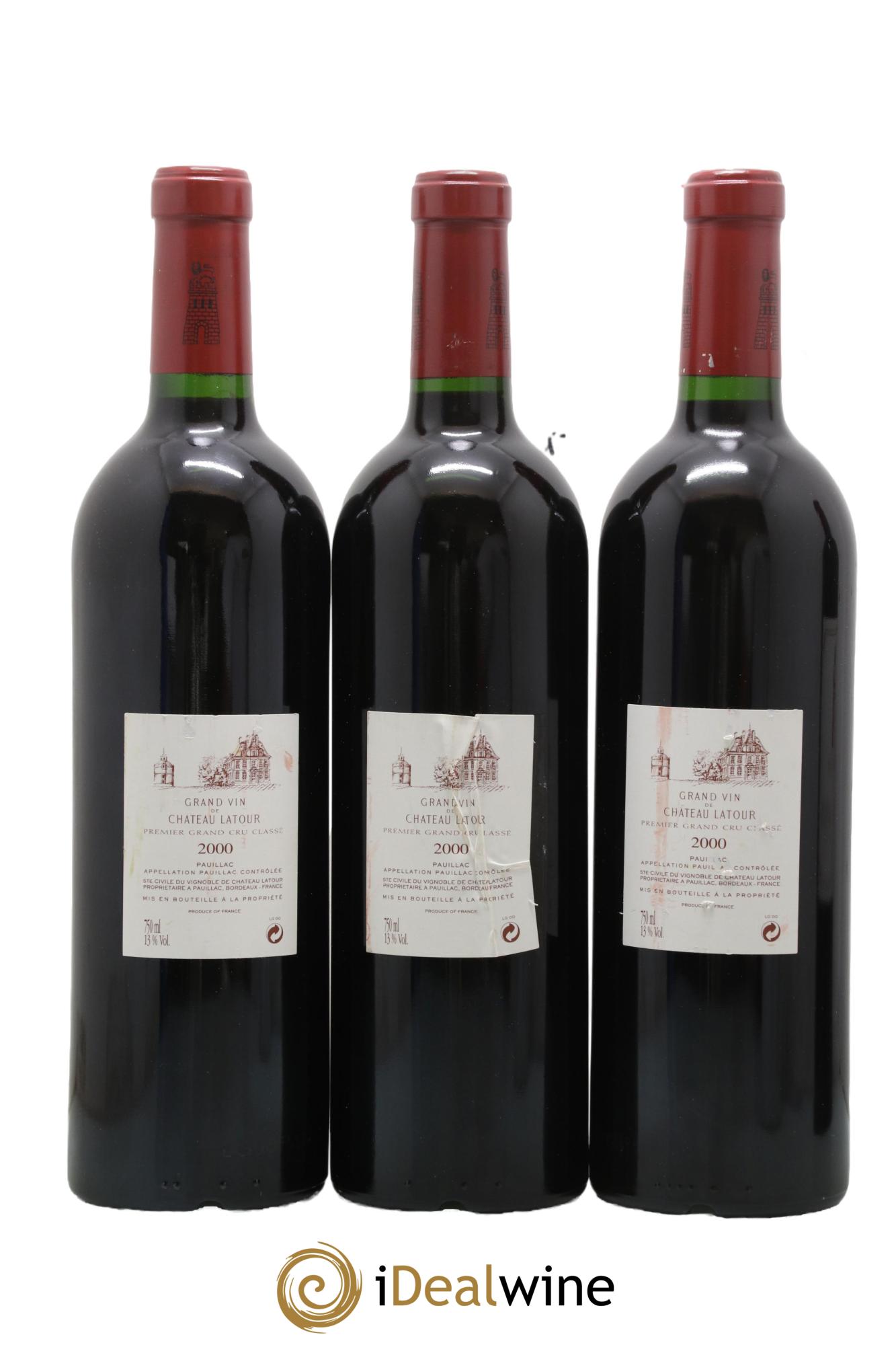 Château Latour 1er Grand Cru Classé 2000 - Lotto di 3 bottiglie - 1
