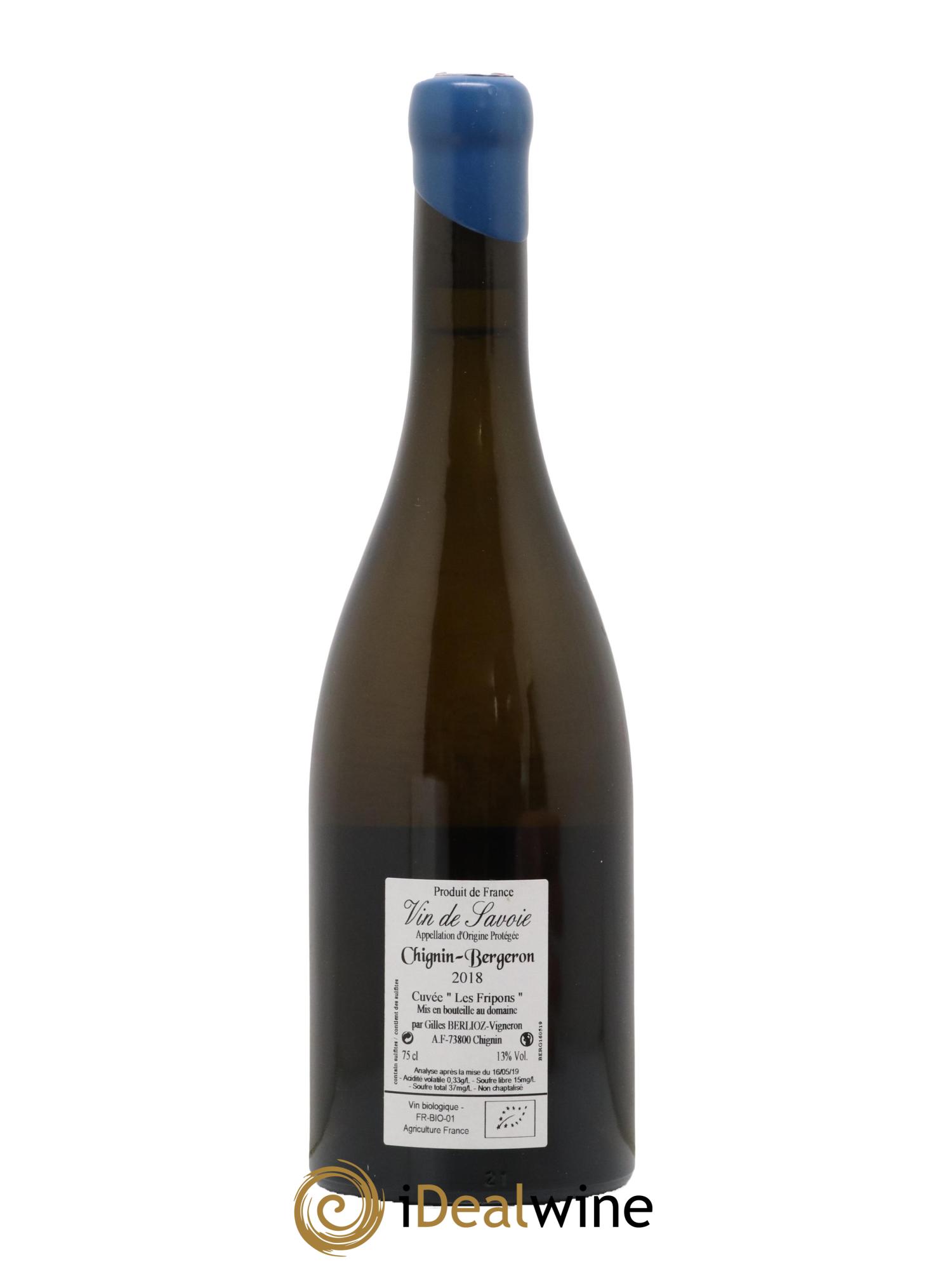 Vin de Savoie Chignin-Bergeron Les Fripons Gilles Berlioz 2018 - Posten von 1 Flasche - 1
