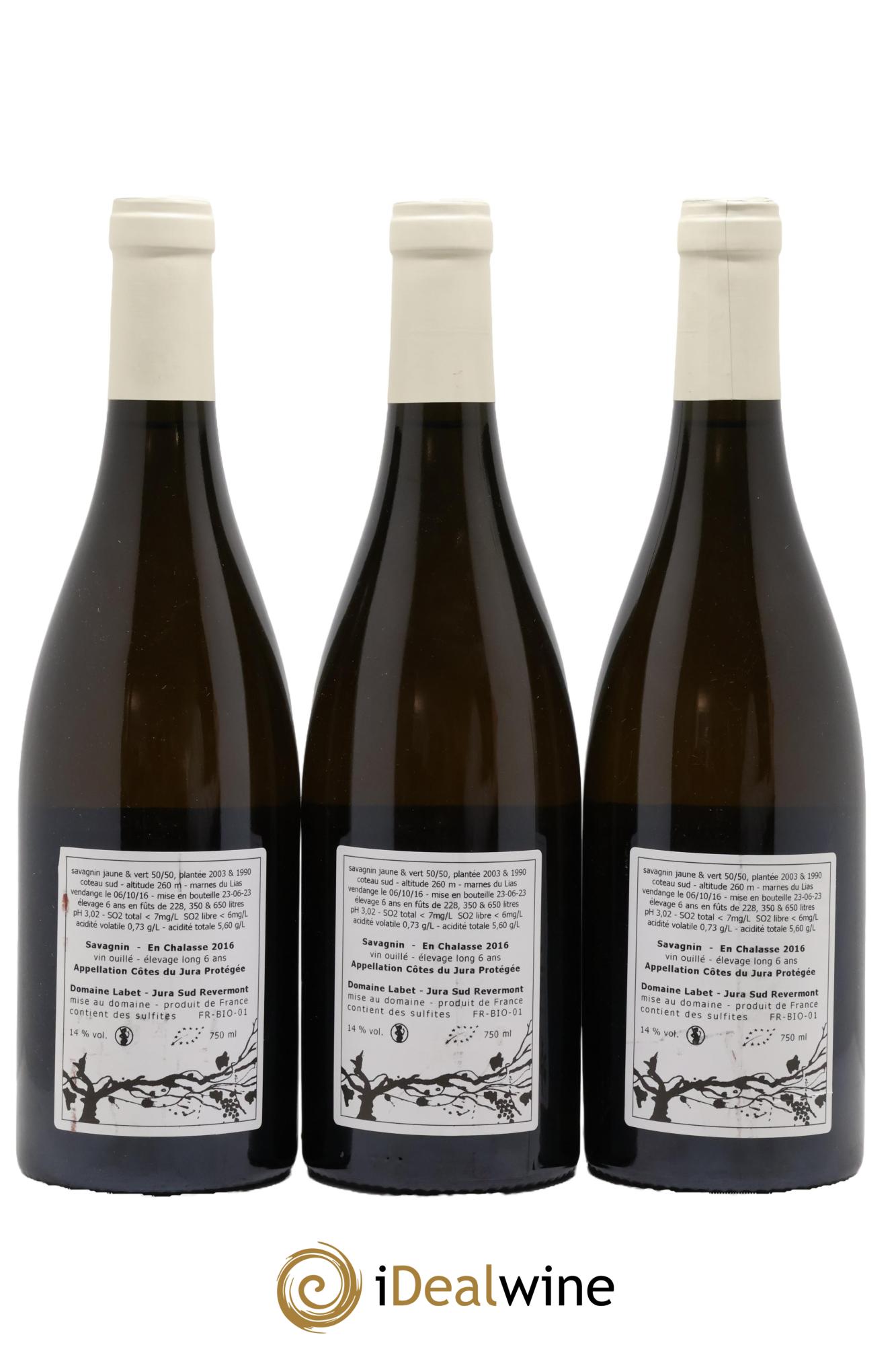 Côtes du Jura Savagnin en Chalasse Elevage Long Romain - Julien - Charline Labet 2016 - Lot de 3 bouteilles - 1