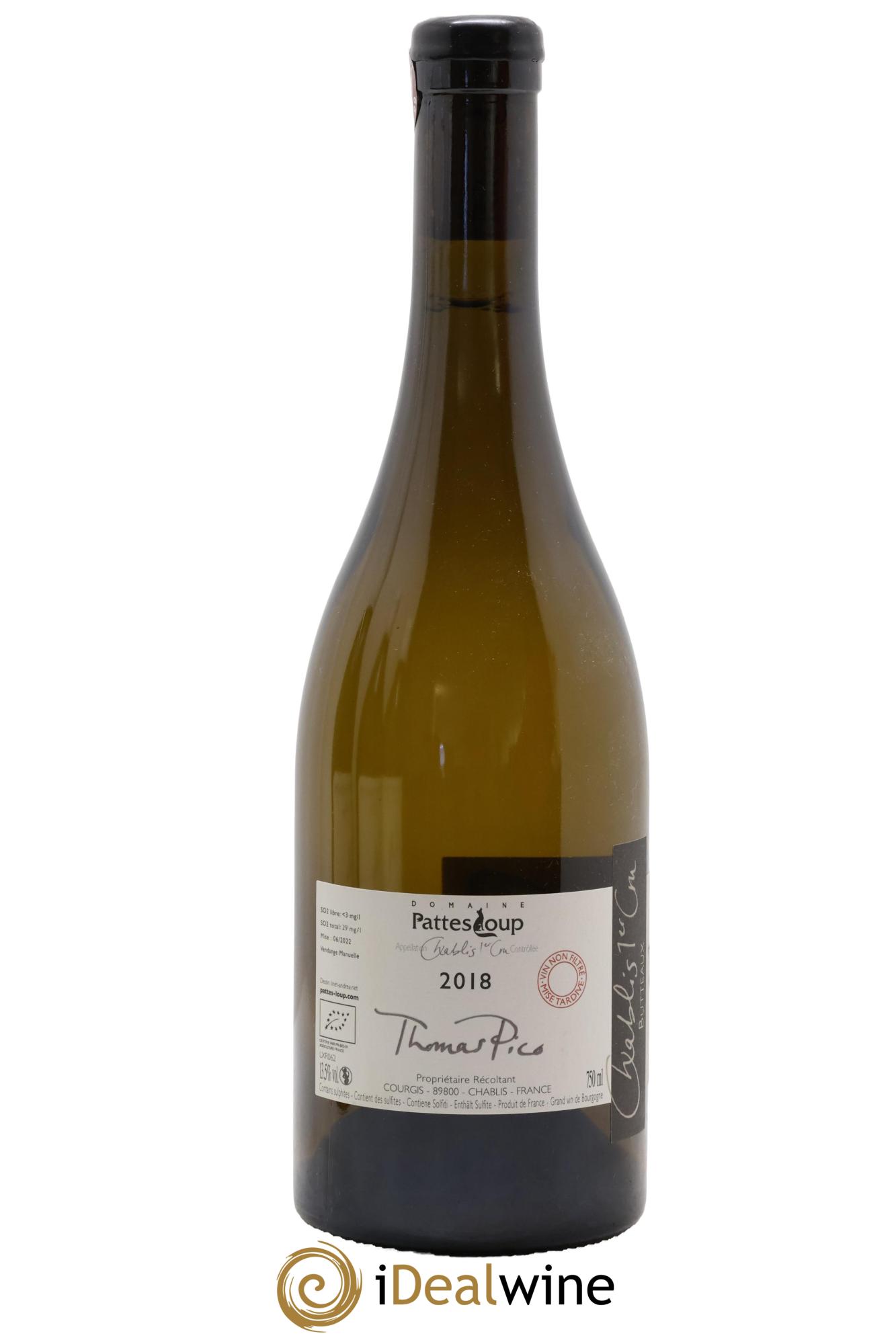 Chablis 1er Cru Butteaux Pattes Loup (Domaine) 2018 - Lotto di 1 bottiglia - 1