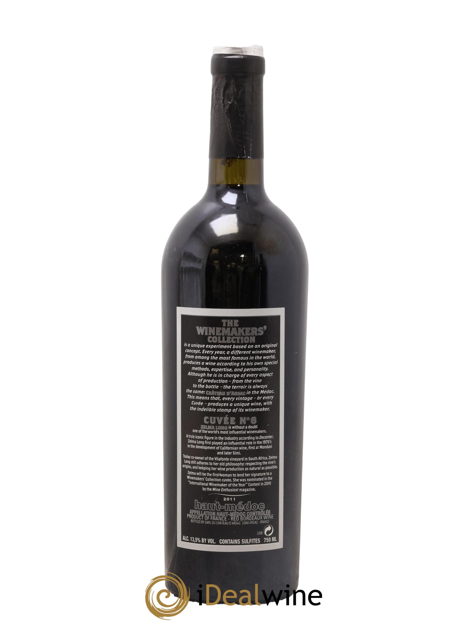 Haut Médoc Cuvée No 6 Zelma Long The Winemaker's Collection 2011 - Lot de 1 bouteille - 1