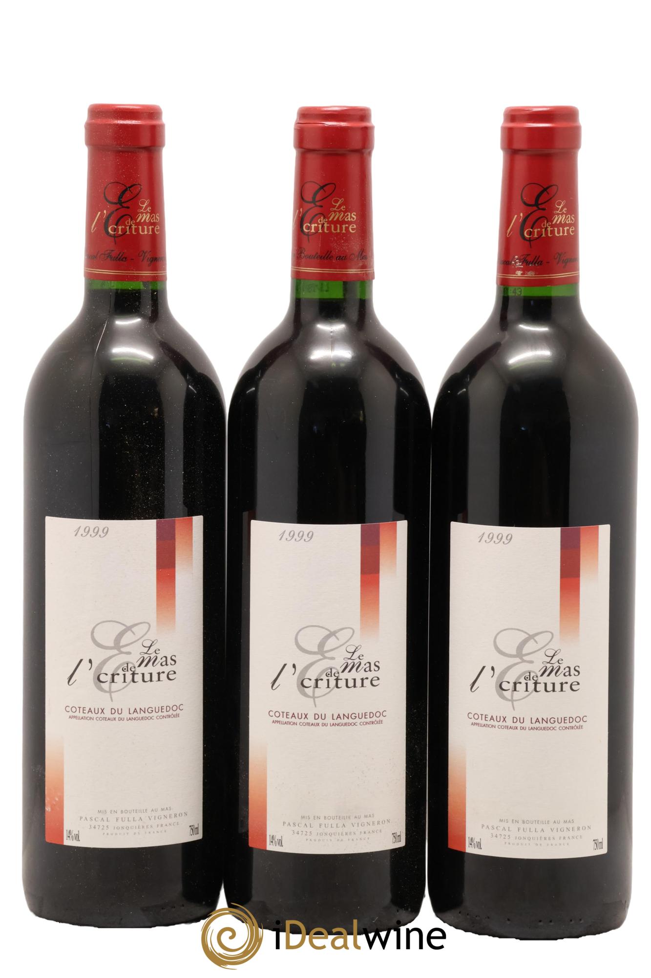 Coteaux du Languedoc Mas De L'Ecriture Fulla 1999 - Lot of 3 bottles - 0
