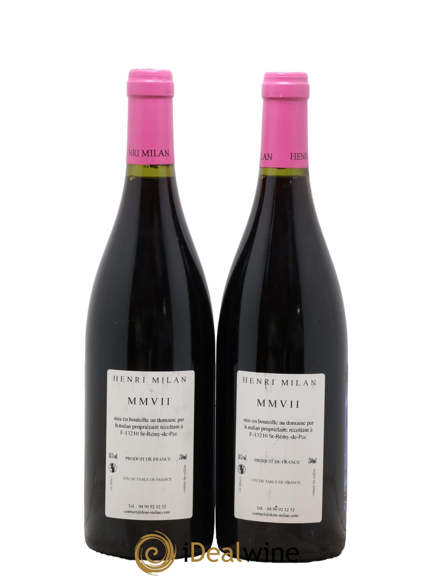 Vin de France Clos Milan Henri Milan 2007 - Lot de 2 bouteilles - 1