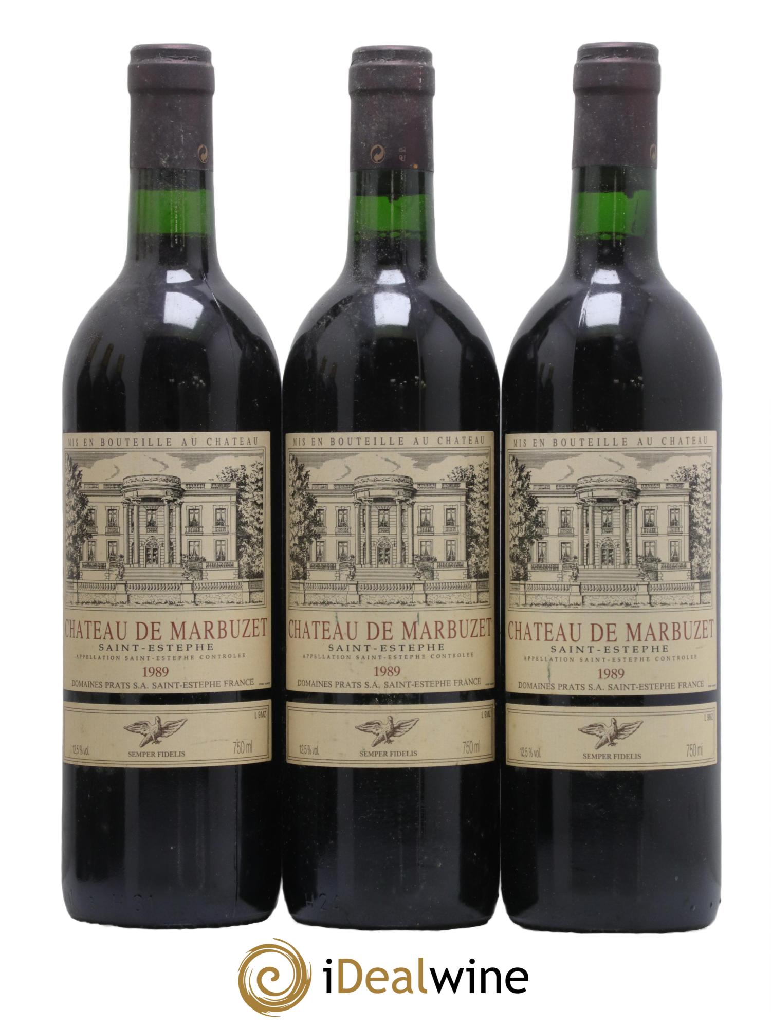 Château de Marbuzet Cru Bourgeois 1989 - Lot de 3 bouteilles - 0