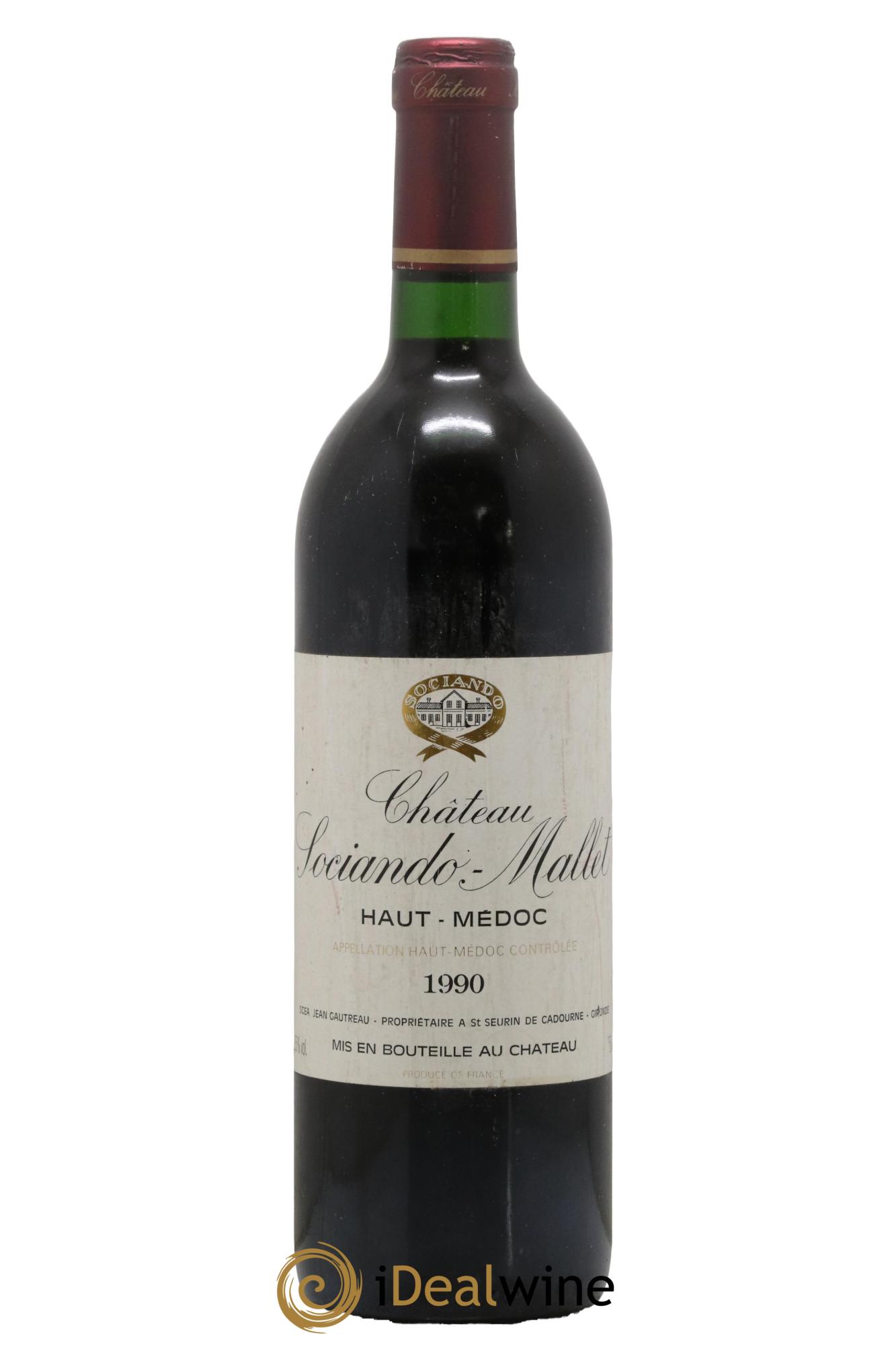 Château Sociando Mallet 1990 - Lot de 1 bouteille - 0