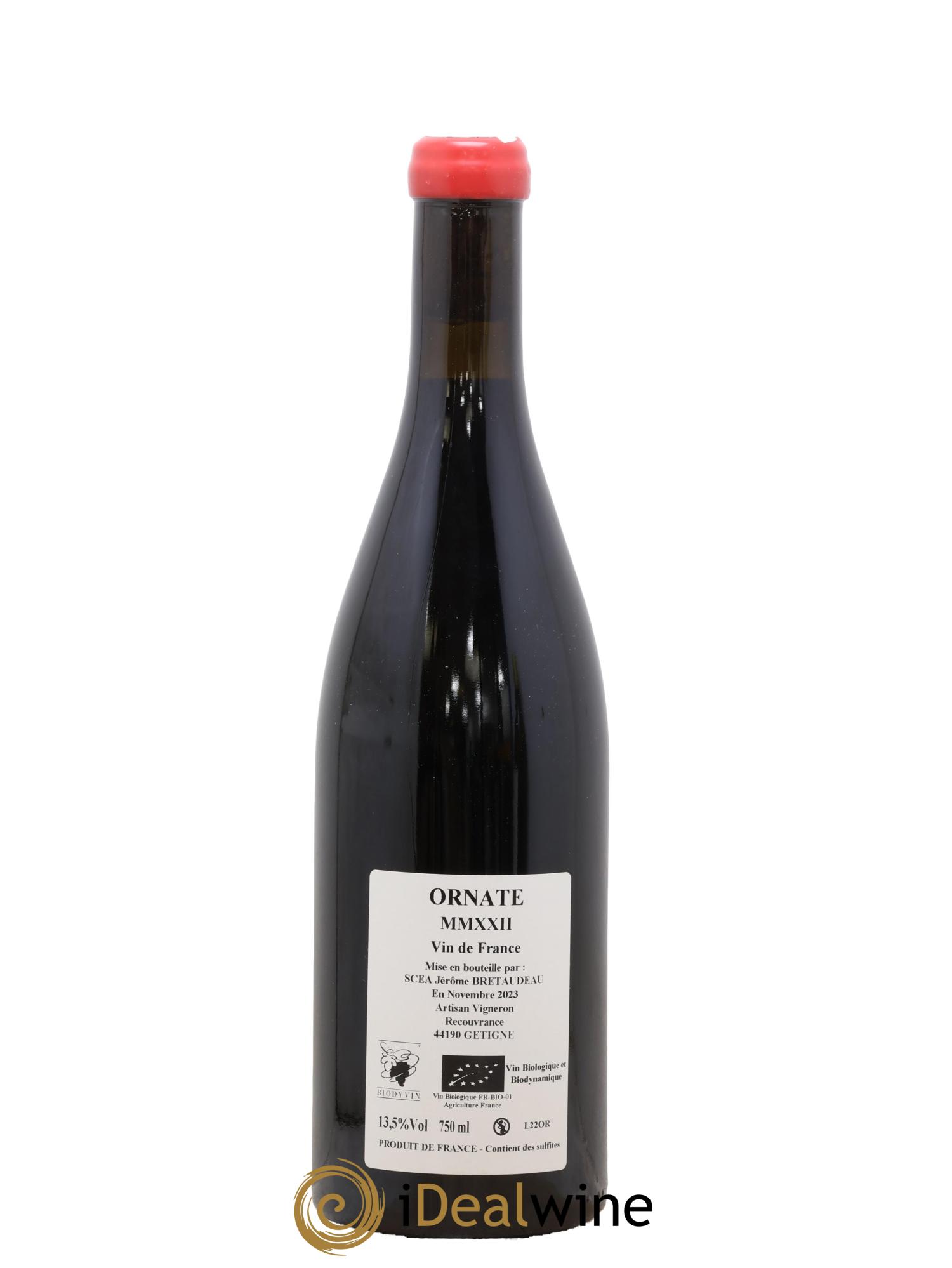 Vin de France Merlot Ornaté Jérôme Bretaudeau - Domaine de Bellevue 2022 - Lot de 1 bouteille - 1