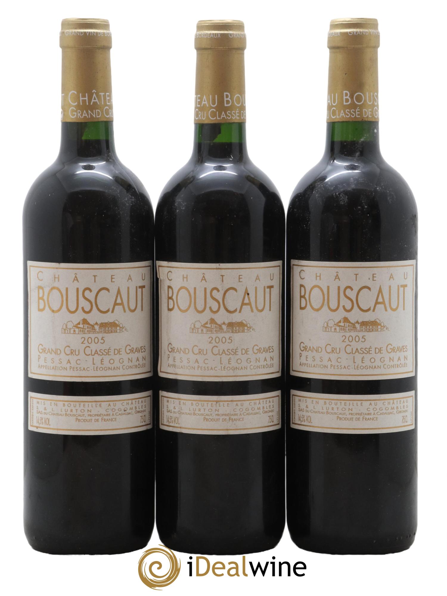 Château Bouscaut Cru Classé de Graves 2005 - Lot de 3 bouteilles - 0