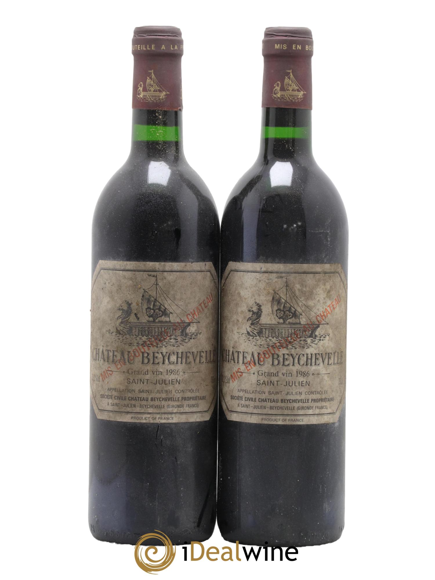 Château Beychevelle 4ème Grand Cru Classé 1986 - Lot de 2 bouteilles - 0