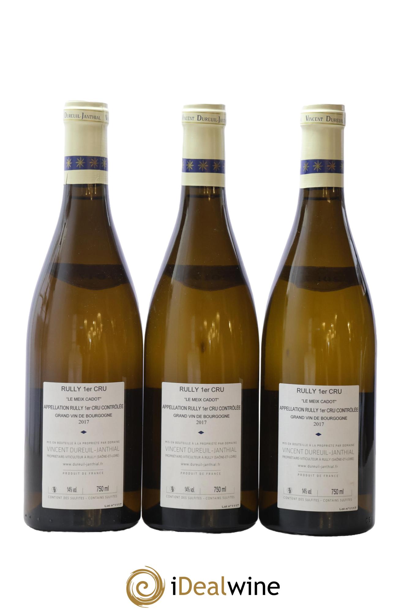 Rully 1er Cru Le Meix Cadot Vieilles Vignes Vincent Dureuil-Janthial 2017 - Lot de 3 bouteilles - 1