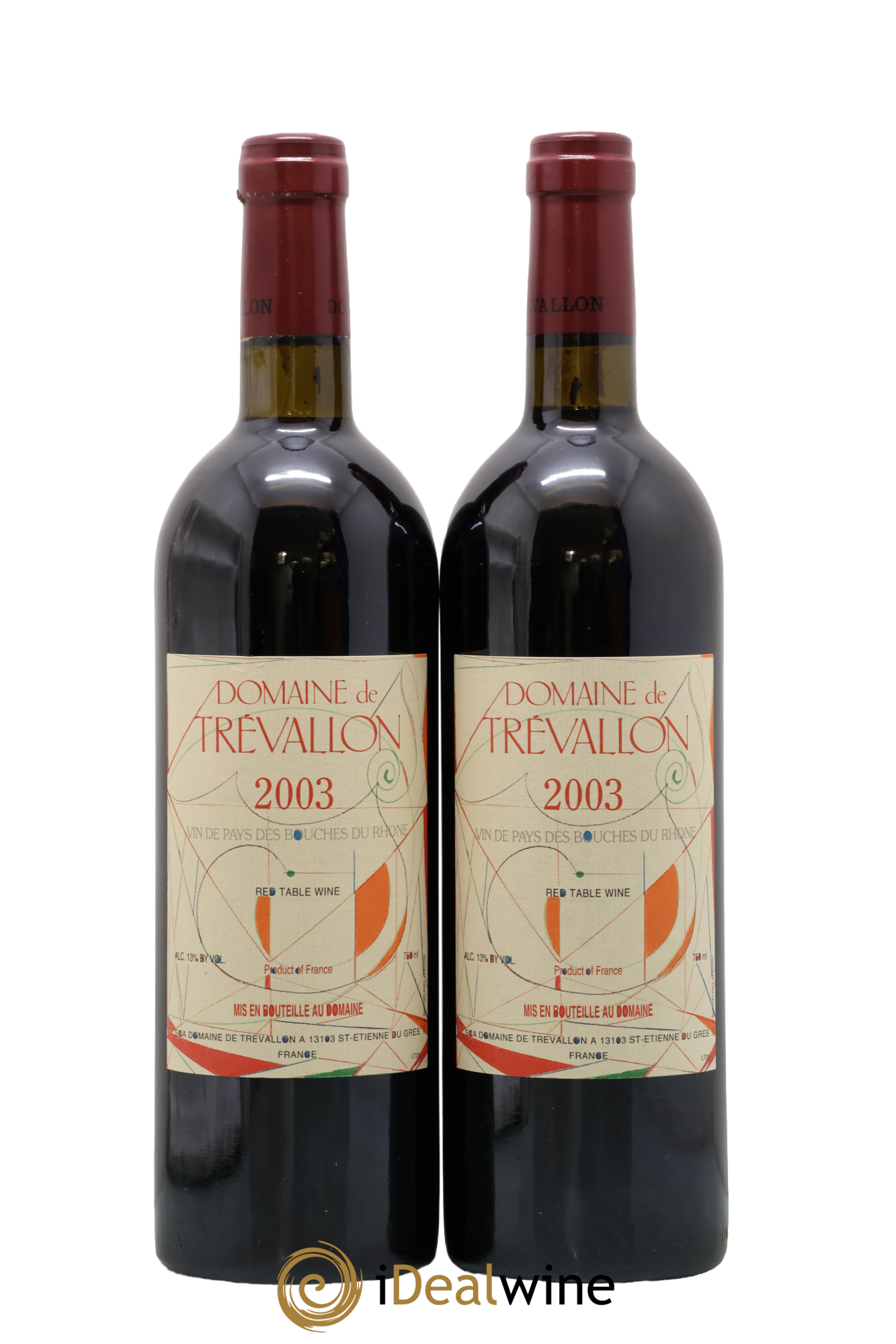 VDP Bouches du Rhône Trévallon (Domaine de) Eloi Dürrbach 2003 - Lotto di 2 bottiglie - 0