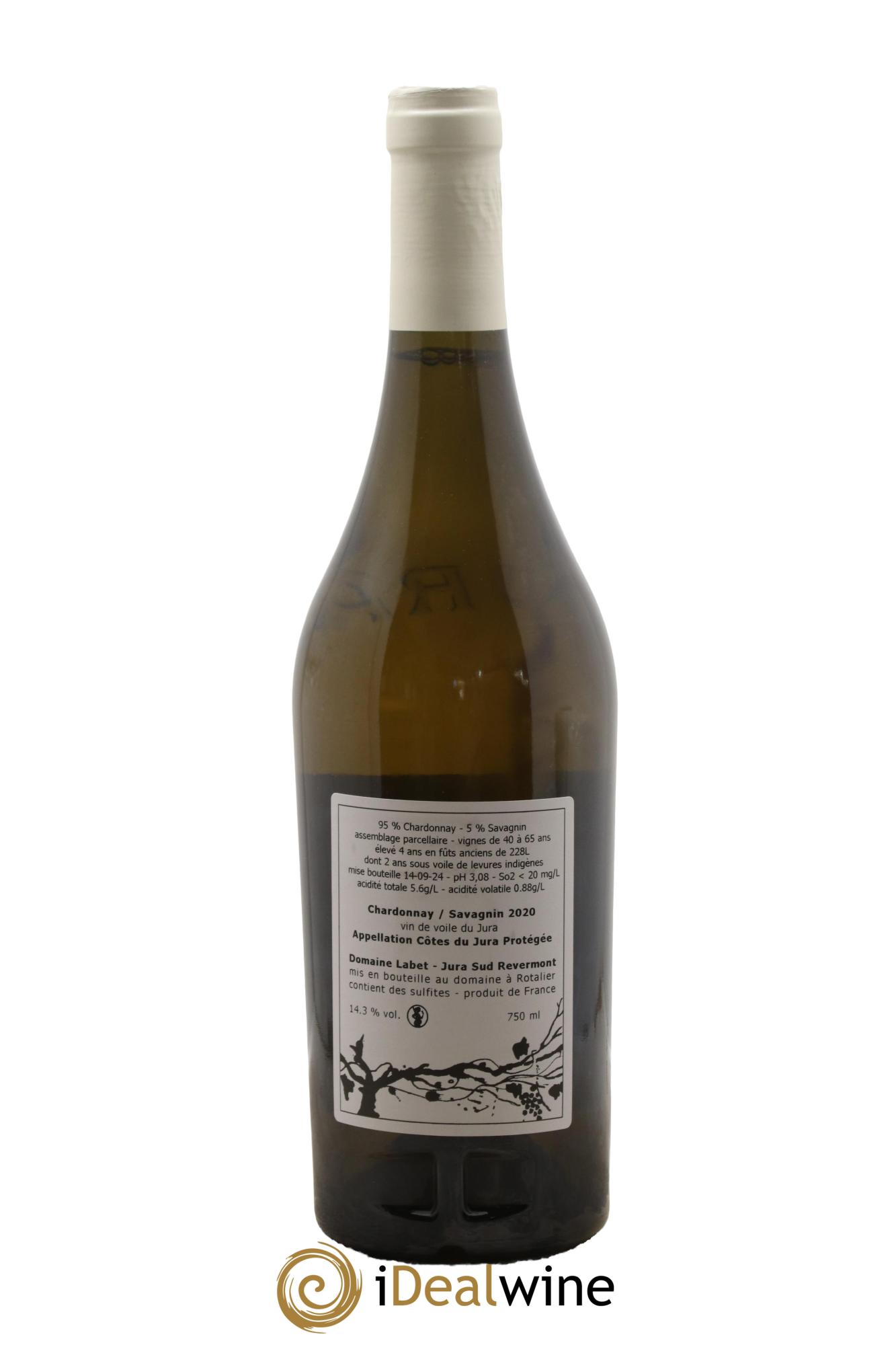 Côtes du Jura Vin de Voile Chardonnay-Savagnin cuvée de garde Romain - Julien - Charline Labet 2020 - Lot de 1 bouteille - 1