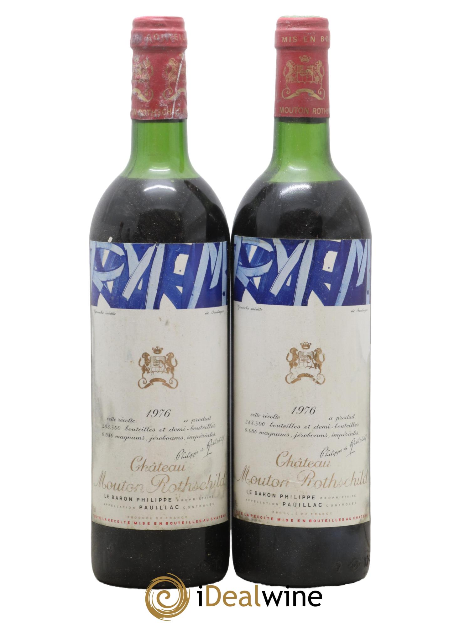 Château Mouton Rothschild 1er Grand Cru Classé 1976 - Lot de 2 bouteilles - 0